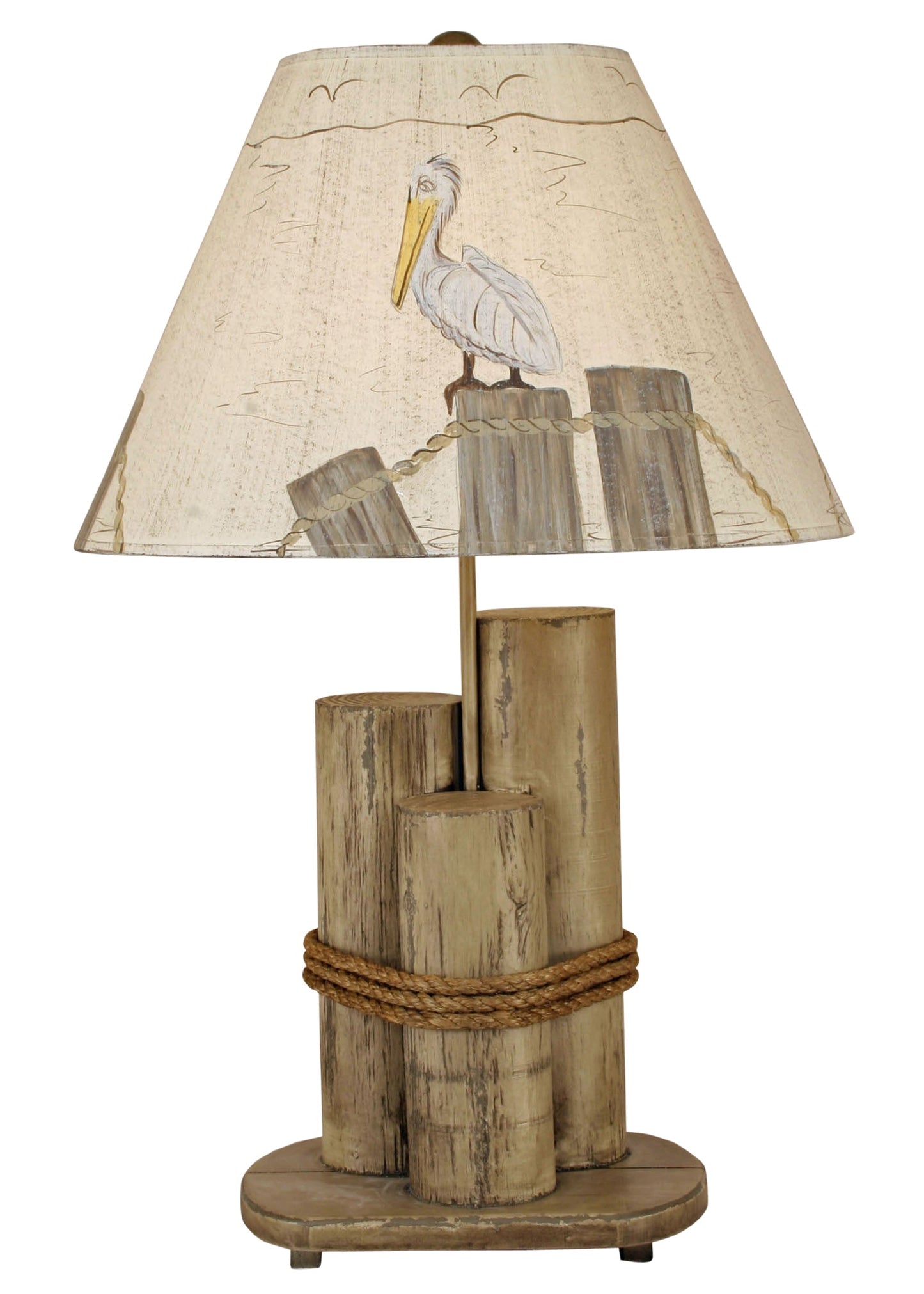 Coast Lamp Manufacturing 29"H Distressed Gray Dock Pilings Table Lamp With Pelican Shade