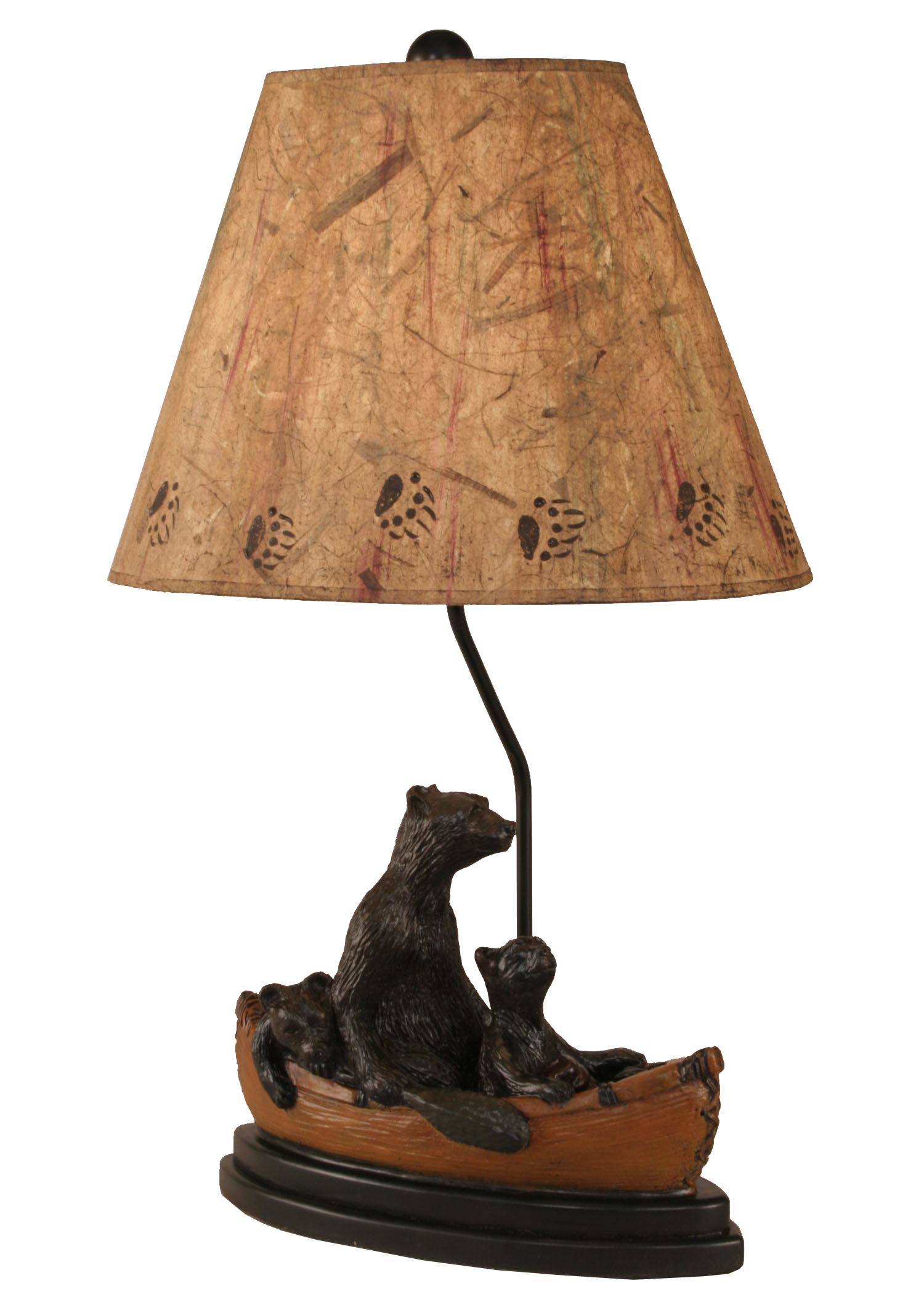 Coast Lamp Manufacturing 29"H Kodiak With Honey Accent Bear Family In Canoe Table Lamp