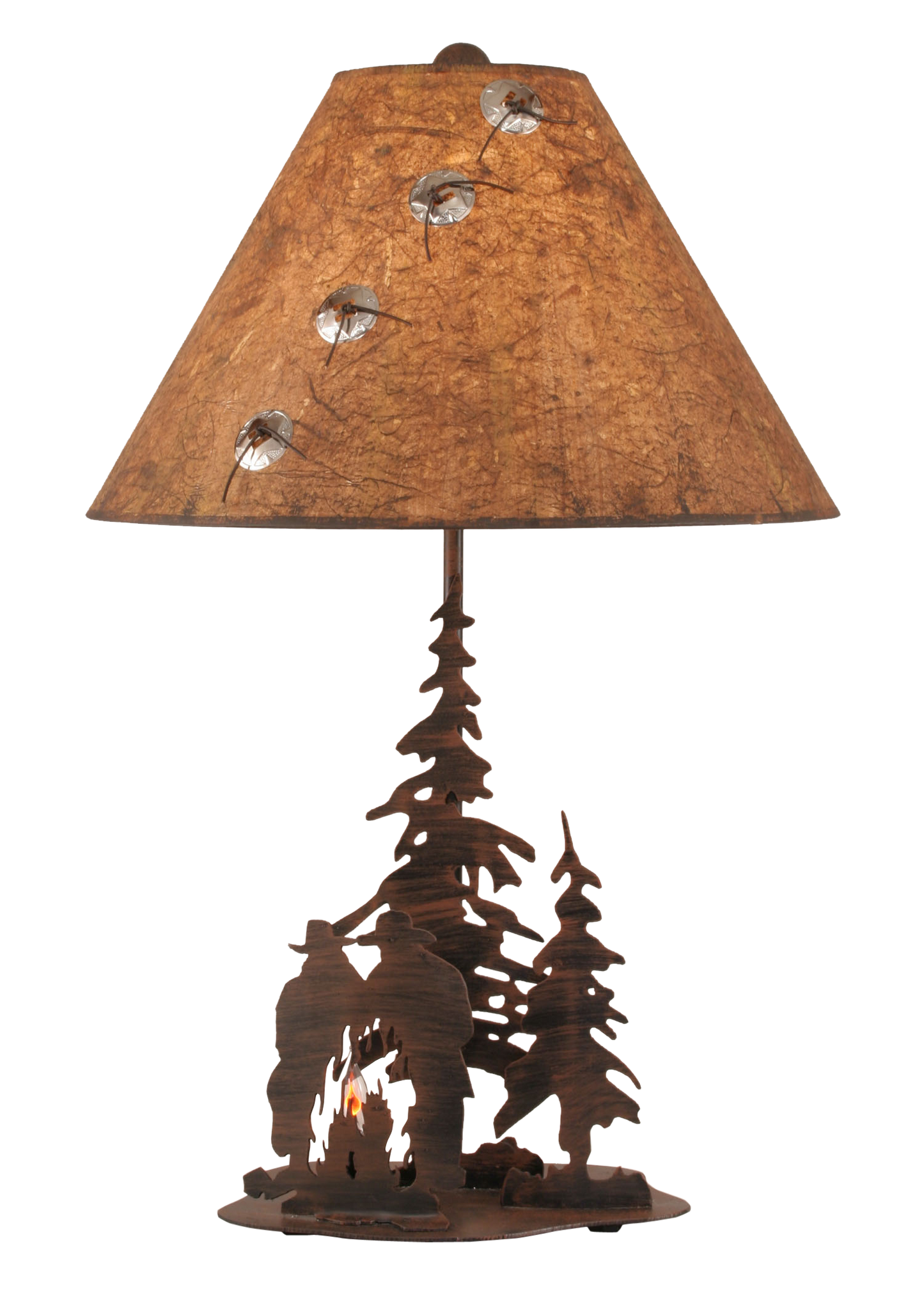 Coast Lamp Manufacturing 29"H Rust Streak Cowboys Around Campfire Table Lamp With Night Light