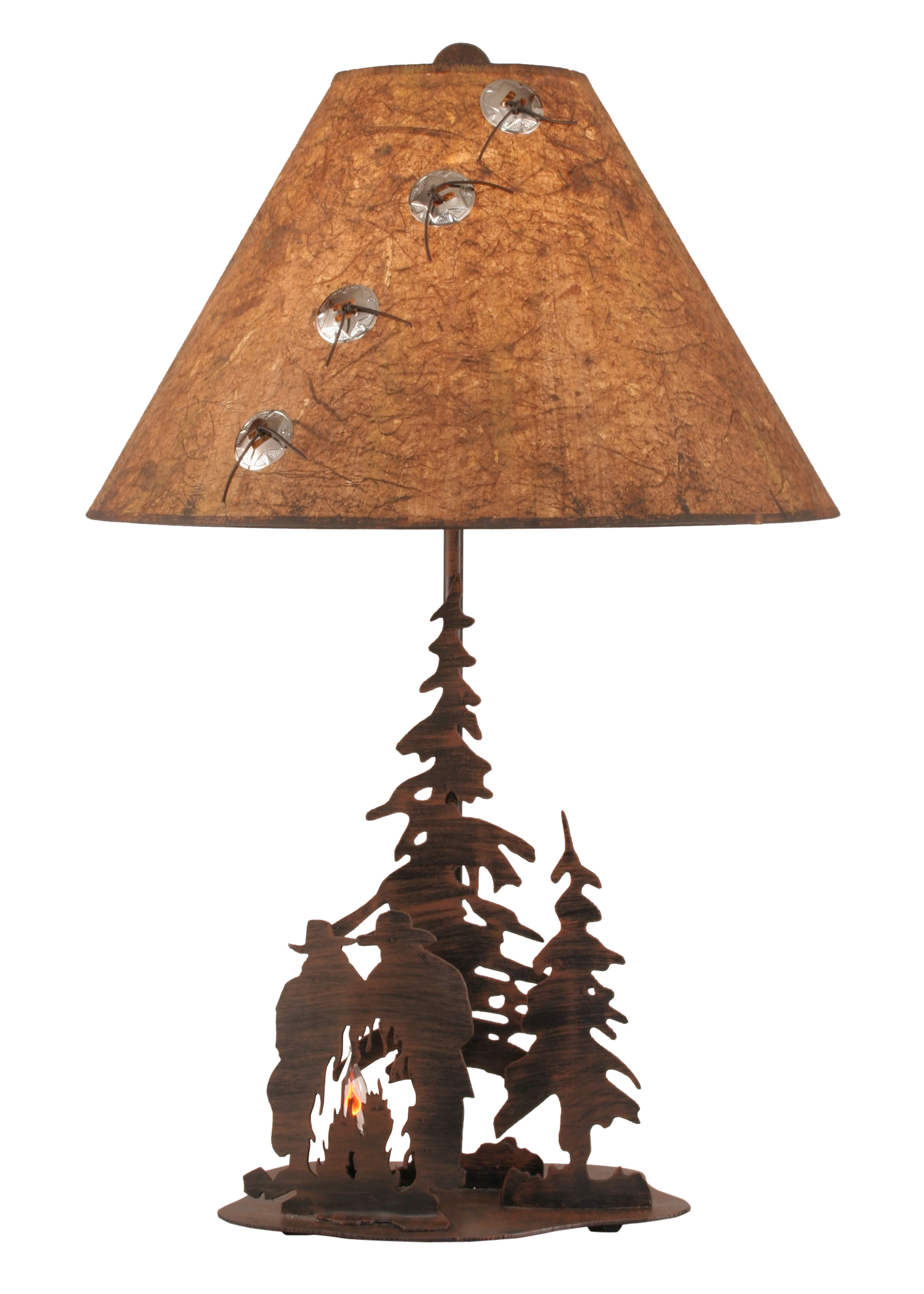 Coast Lamp Manufacturing 29"H Rust Streak Cowboys Around Campfire Table Lamp With Night Light