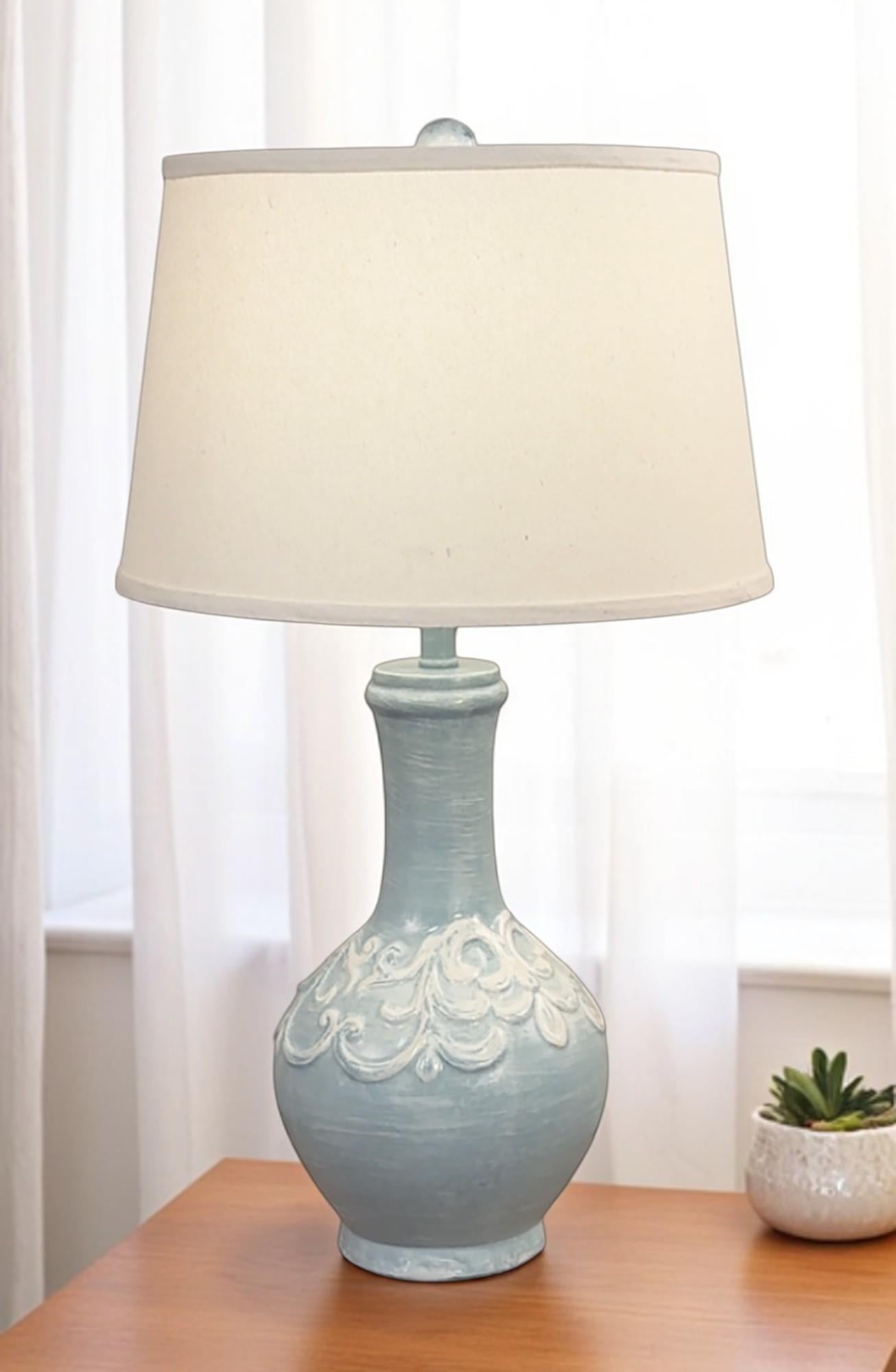 Coast Lamp Manufacturing 30" Seaside Villa/Distressed Ivory Fleur De Lis Tear Drop