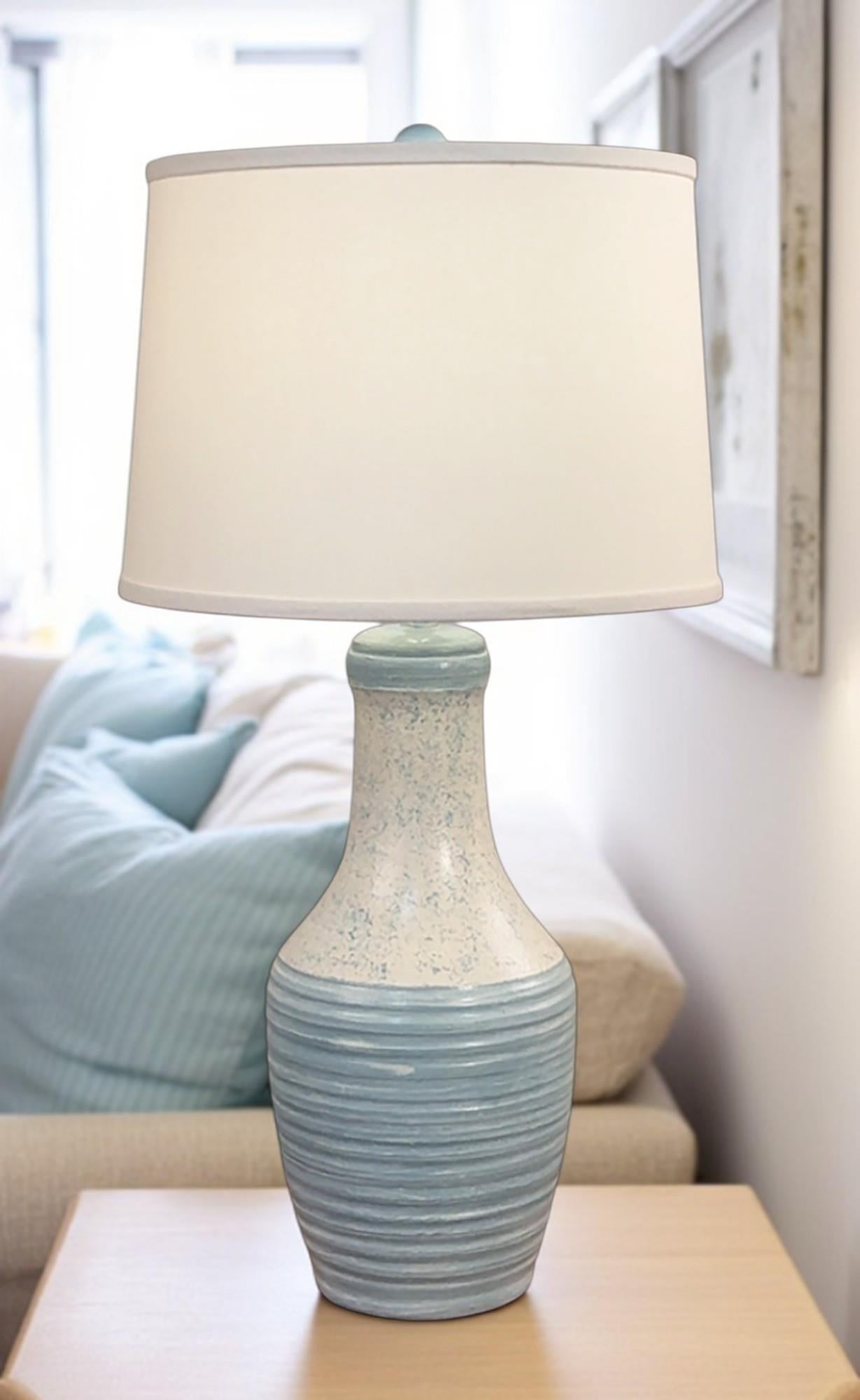 Coast Lamp Manufacturing 30" Seaside Villa/Spindrift Ribbed Faux Ceramic Vase Table Lamp