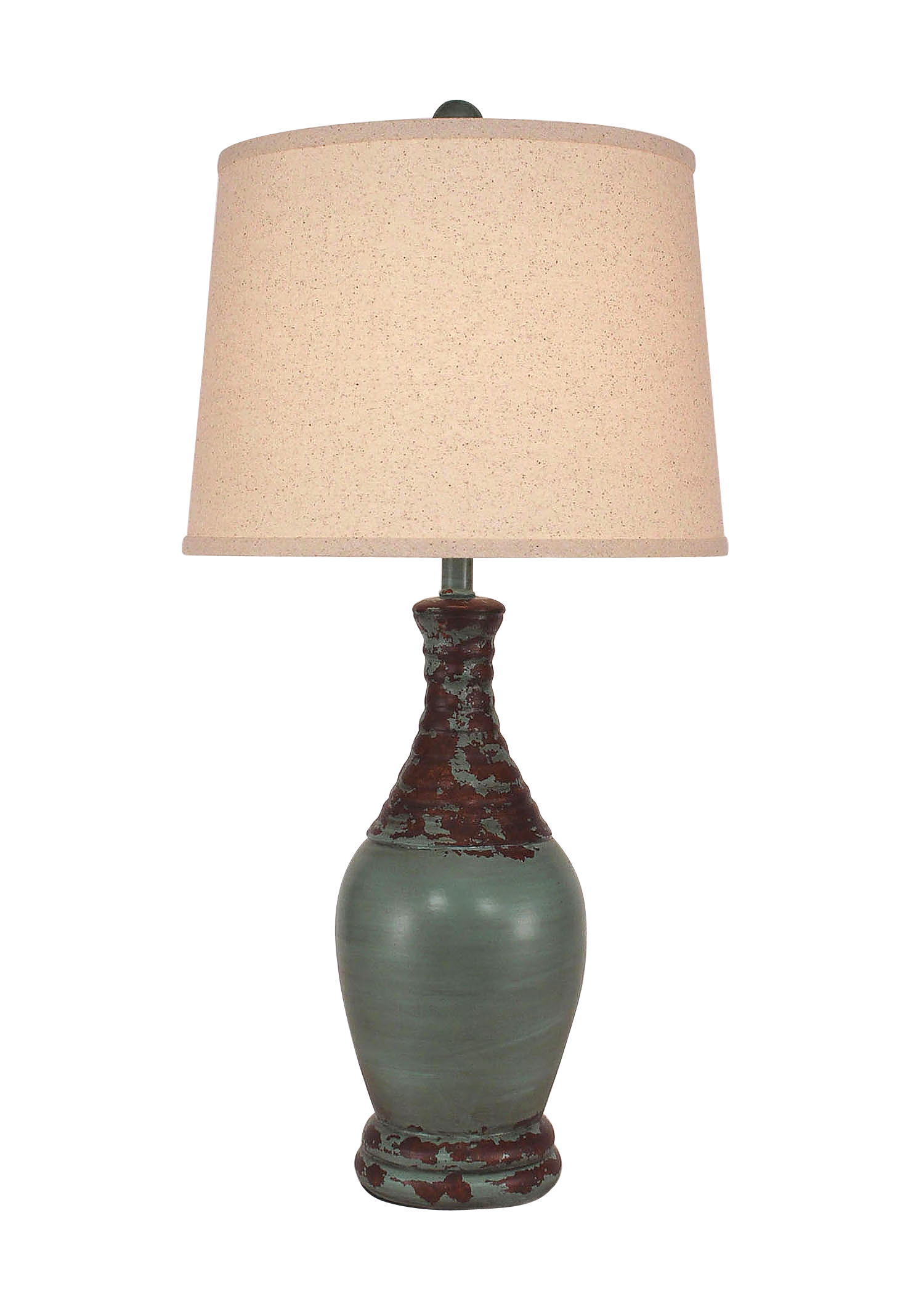 Coast Lamp Manufacturing 30"H Aged Turquoise Sea Ribbed Neck Tear Drop Table Lamp