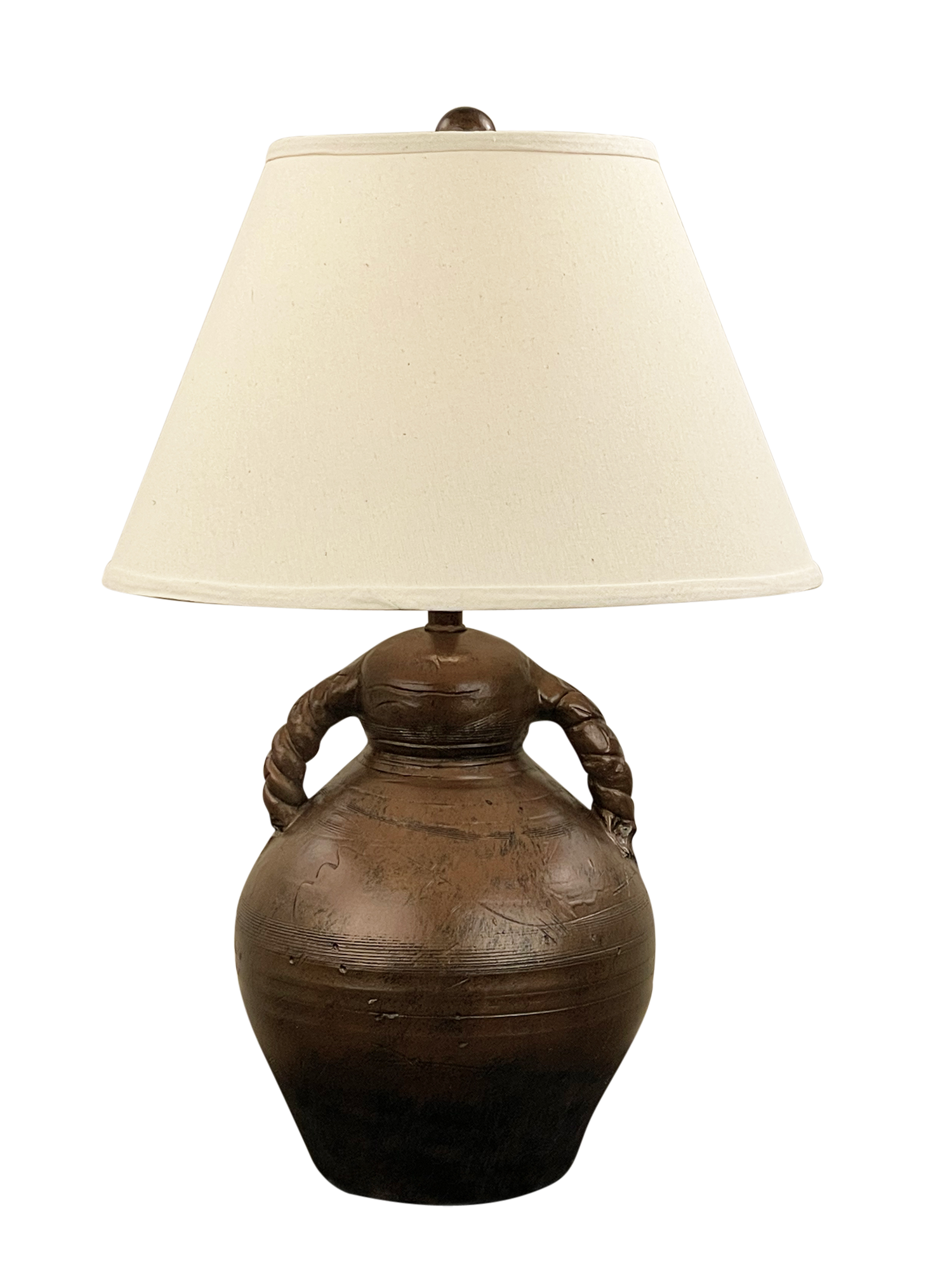 Coast Lamp Manufacturing 30"H Copper Swirl Handled Pottery Table Lamp