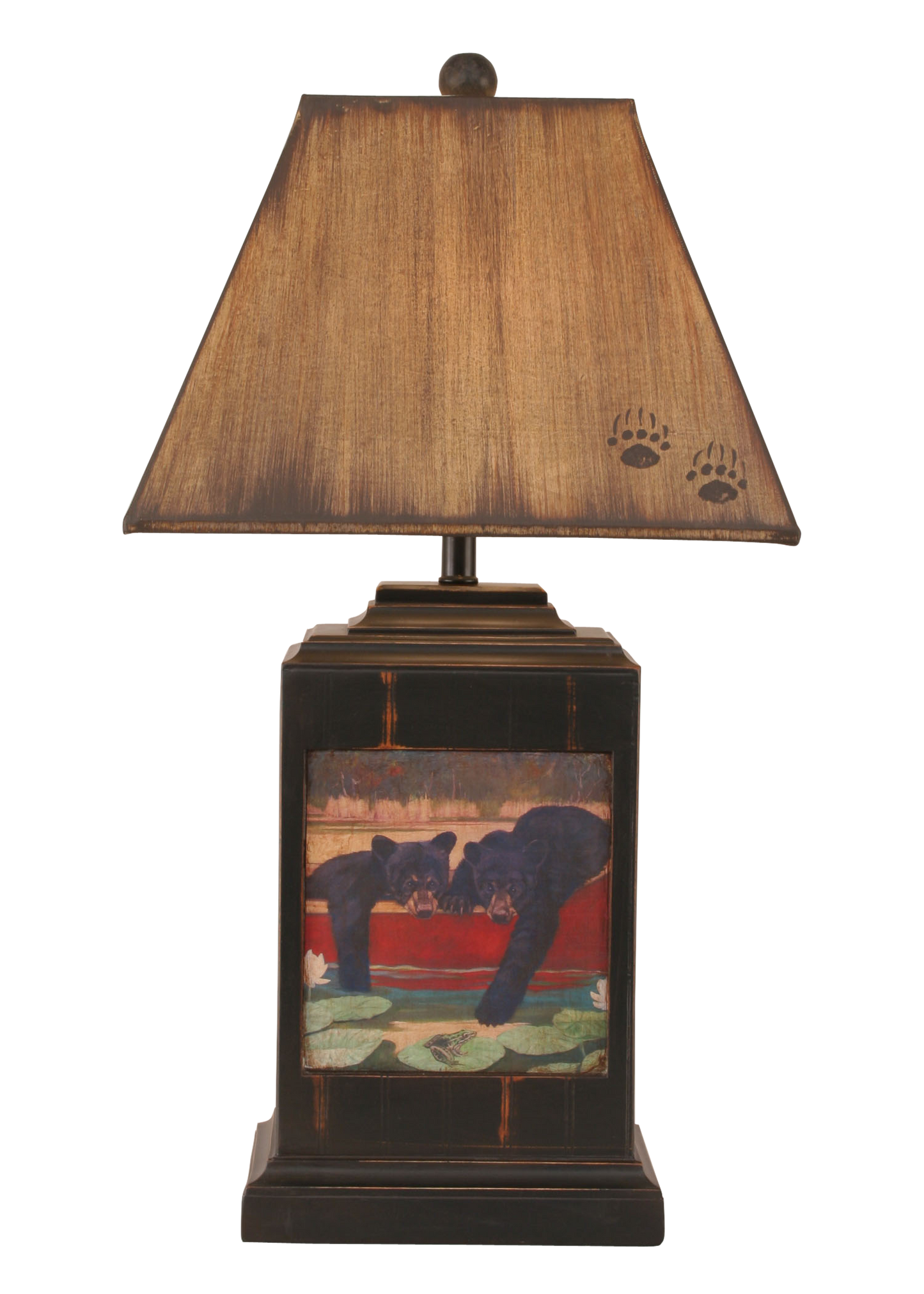 Coast Lamp Manufacturing 30"H Distressed Black Rectangle Cubs In Canoe Table Lamp