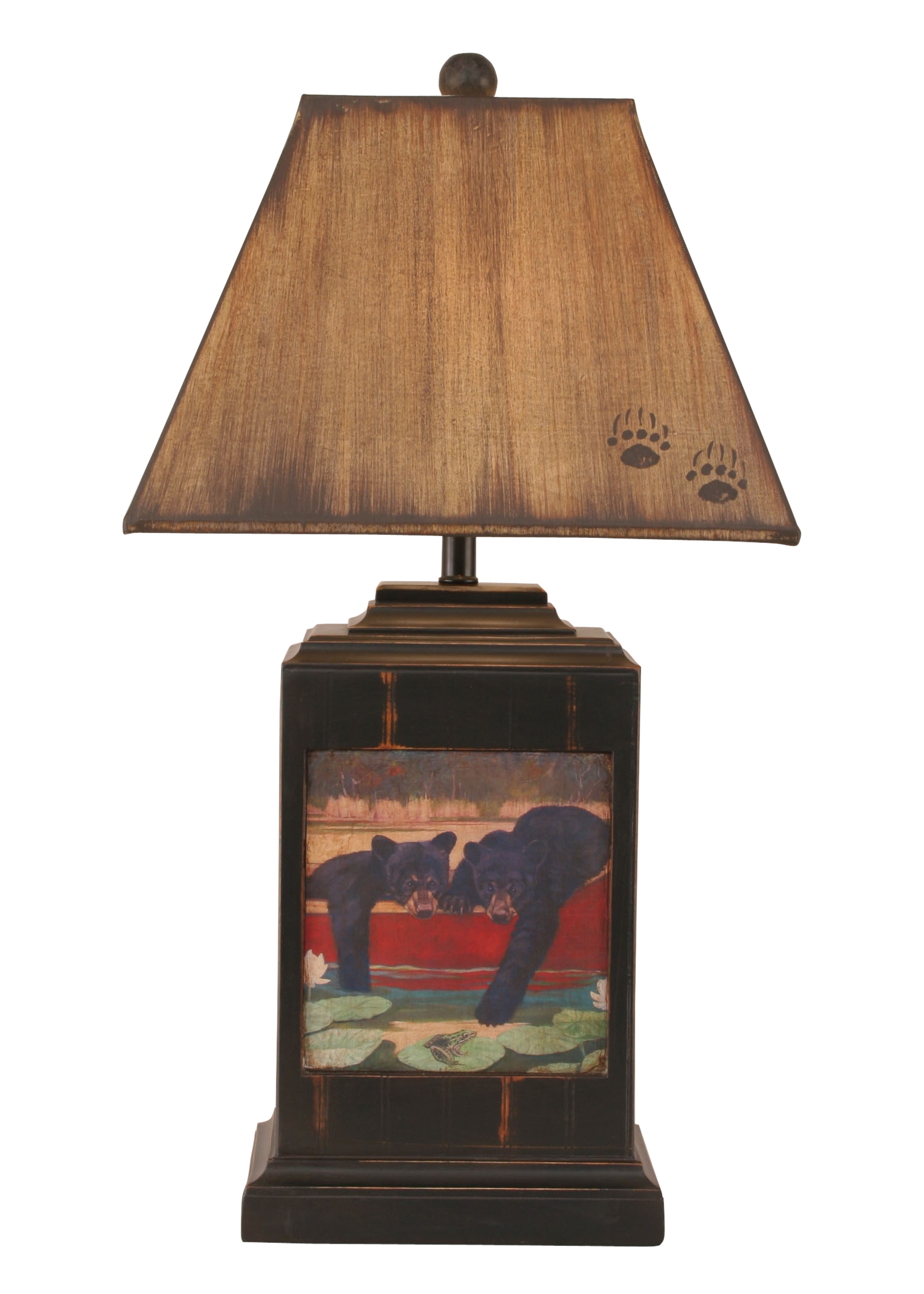 Coast Lamp Manufacturing 30"H Distressed Black Rectangle Cubs In Canoe Table Lamp