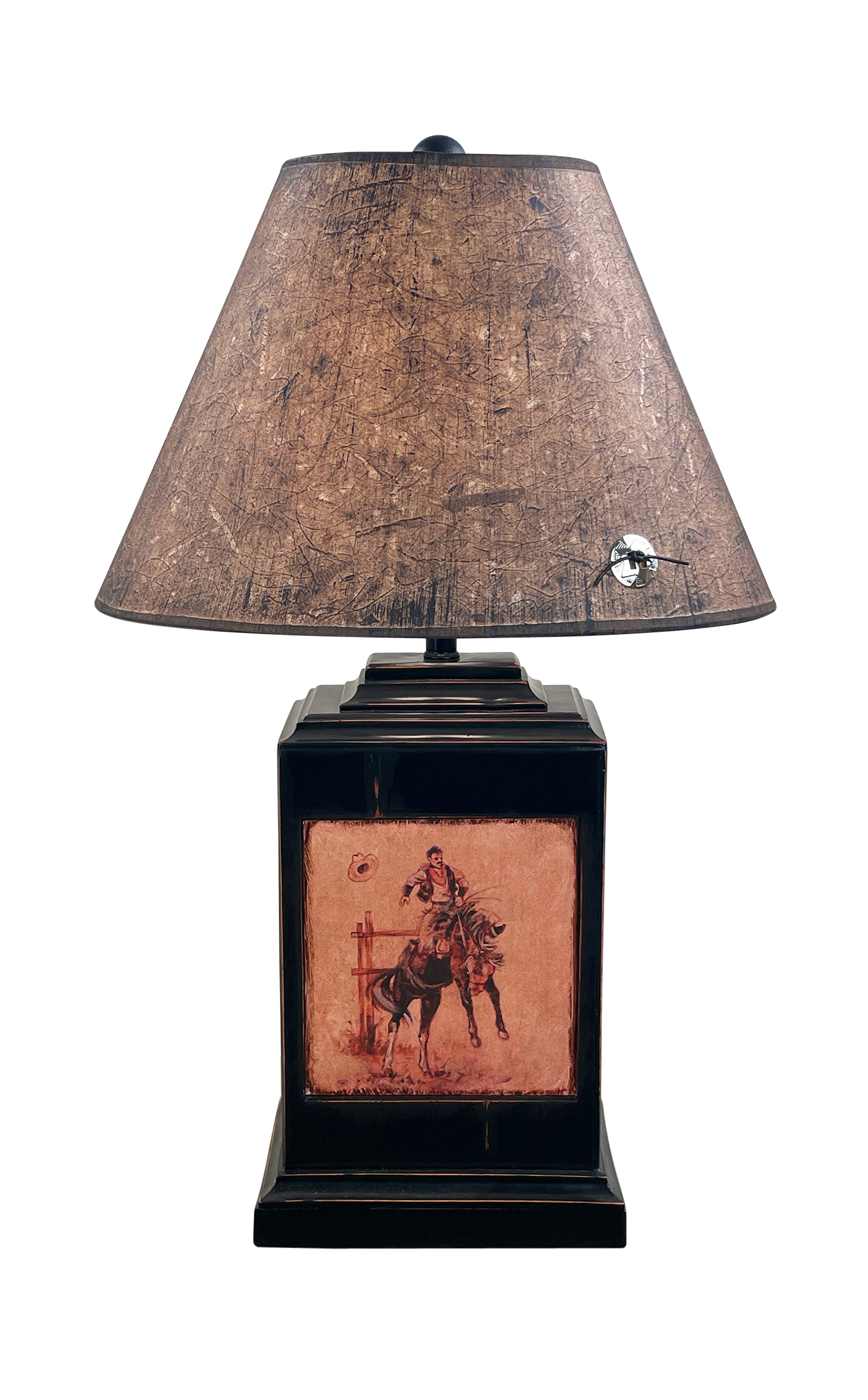 Coast Lamp Manufacturing 30"H Distressed Black Rectangle Rodeo Cowboy Table Lamp