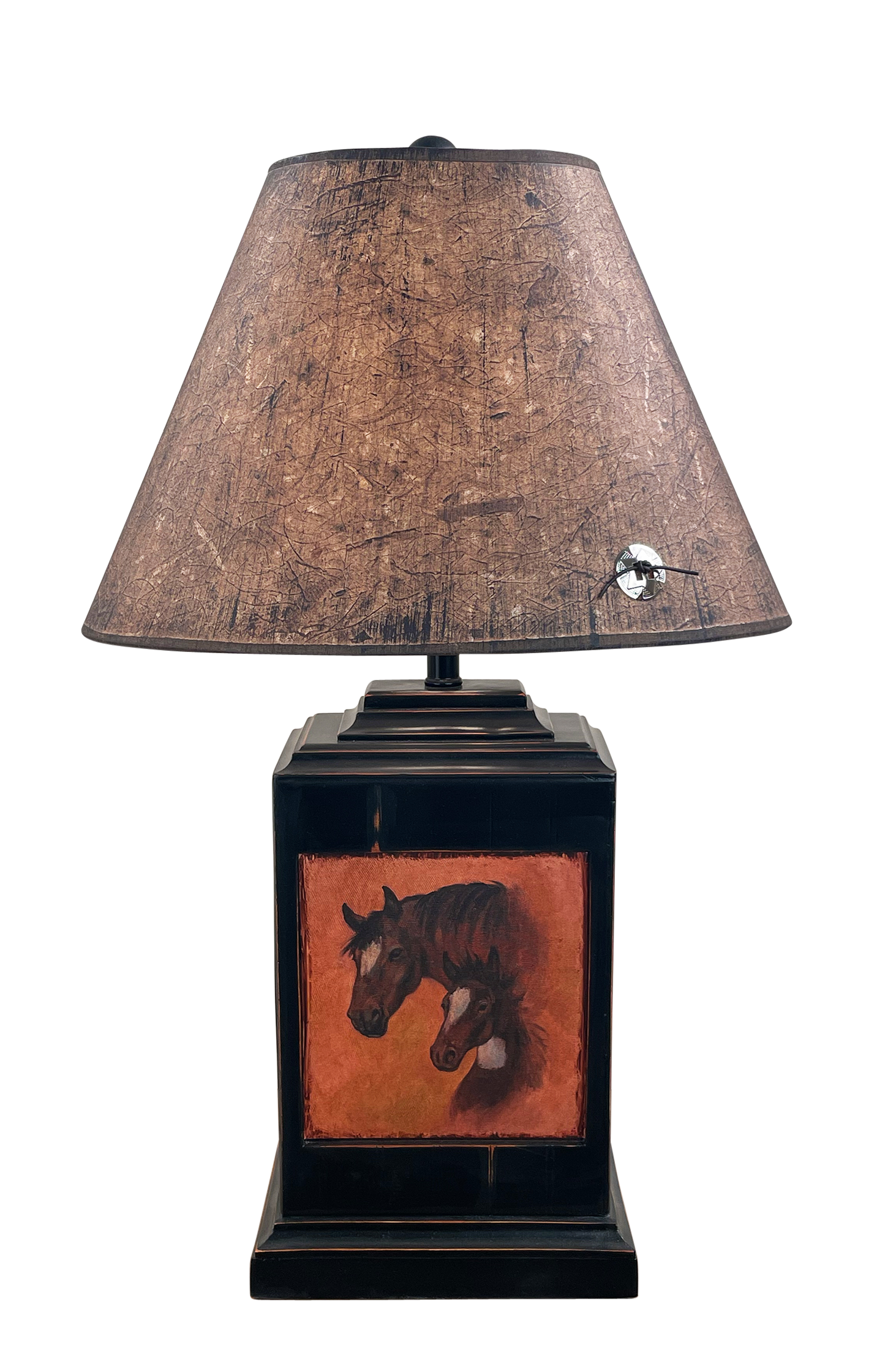 Coast Lamp Manufacturing 30"H Distressed Black Rectangle Two Horse Table Lamp