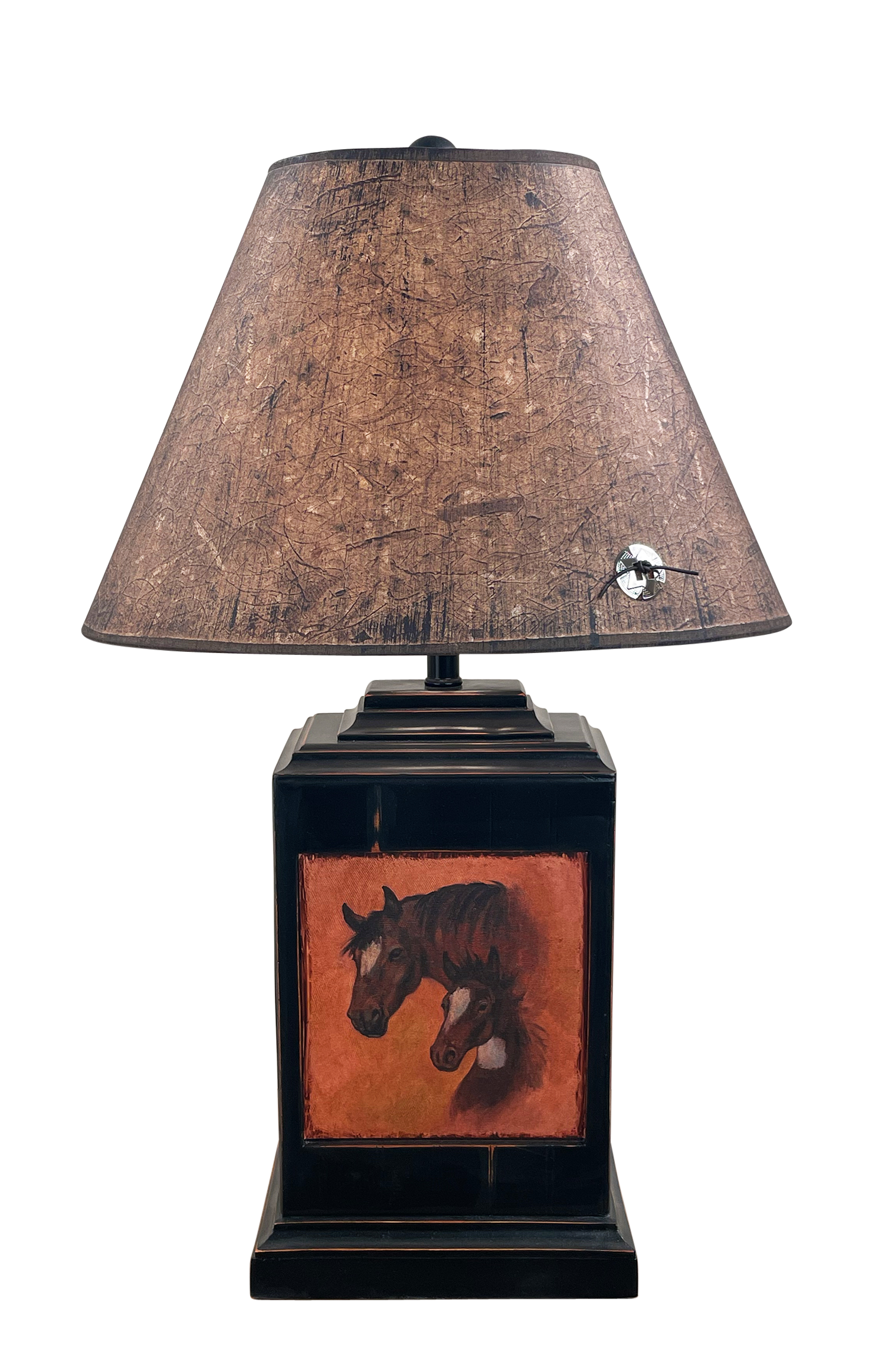 Coast Lamp Manufacturing 30"H Distressed Black Rectangle Two Horse Table Lamp