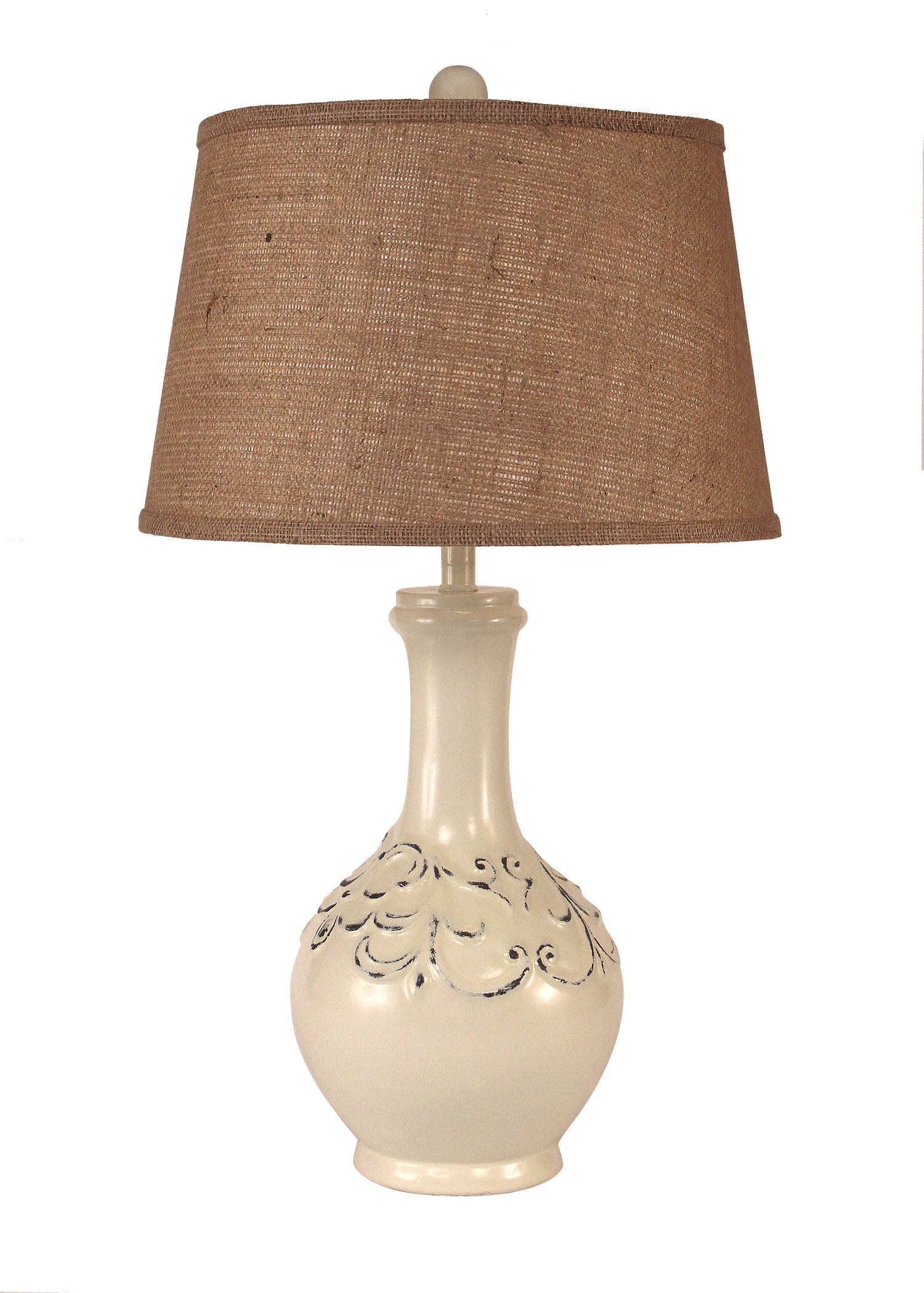 Coast Lamp Manufacturing 30"H Distressed Cottage Fleur-De-Lis Tear Drop Table Lamp