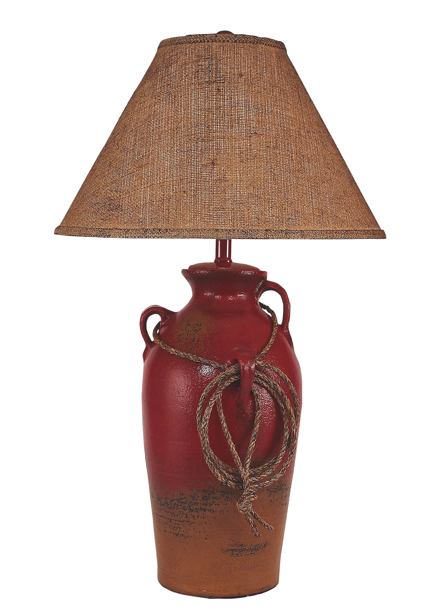 Coast Lamp Manufacturing 30"H Firebrick 3 Handled Table Lamp With Lasso