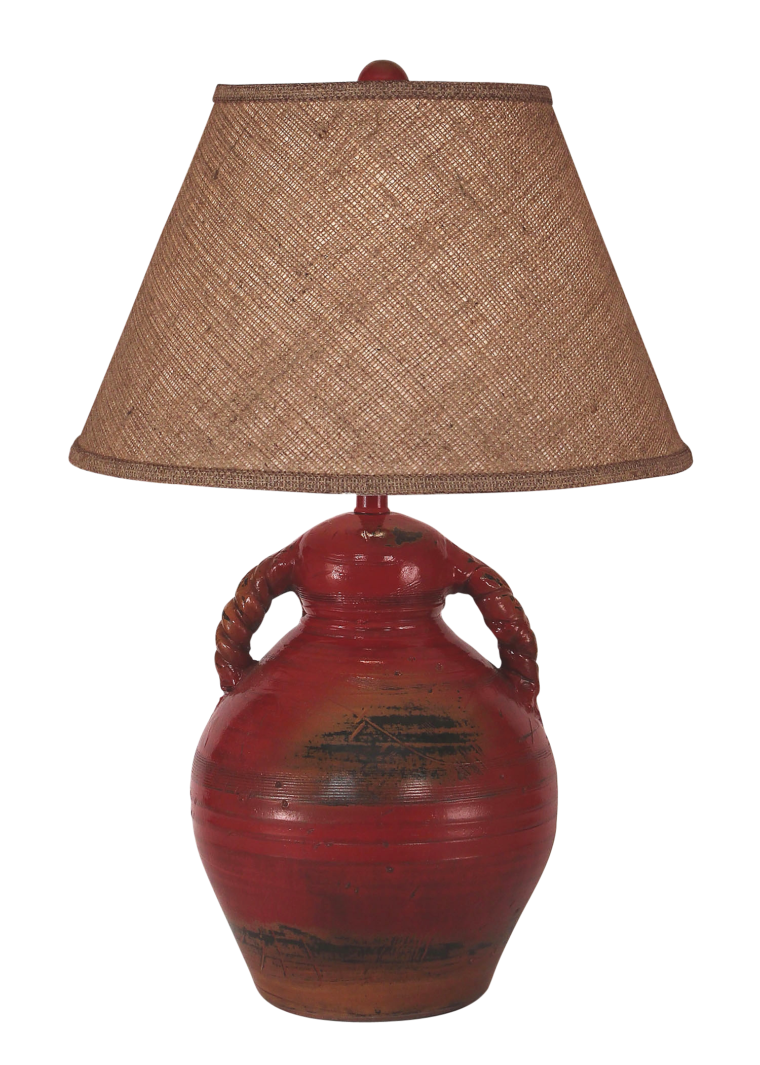 Coast Lamp Manufacturing 30"H Firebrick Swirl Handled Pottery Table Lamp