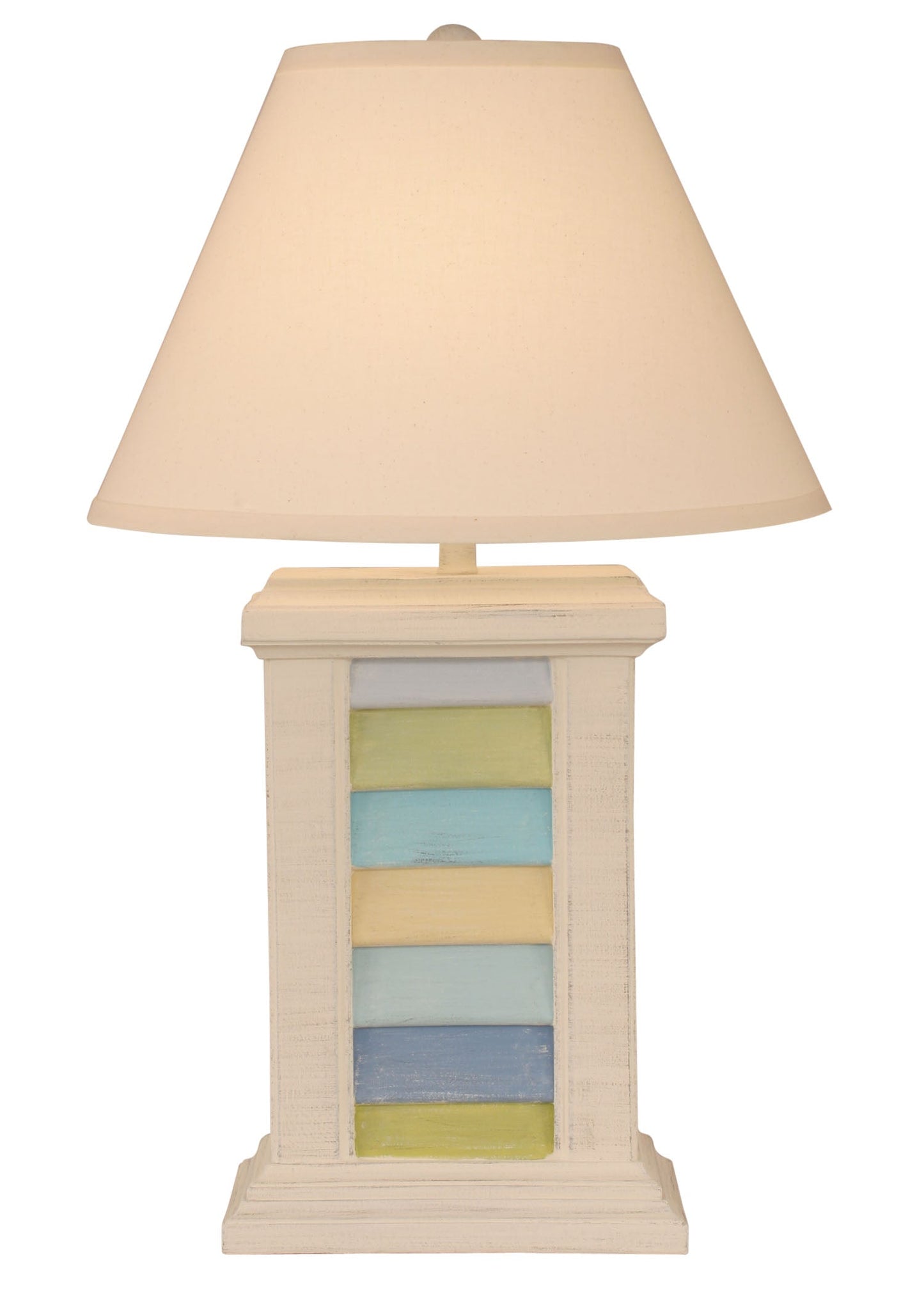 Coast Lamp Manufacturing 30"H Multi Cottage Stripe Rectangle Shutter Table Lamp