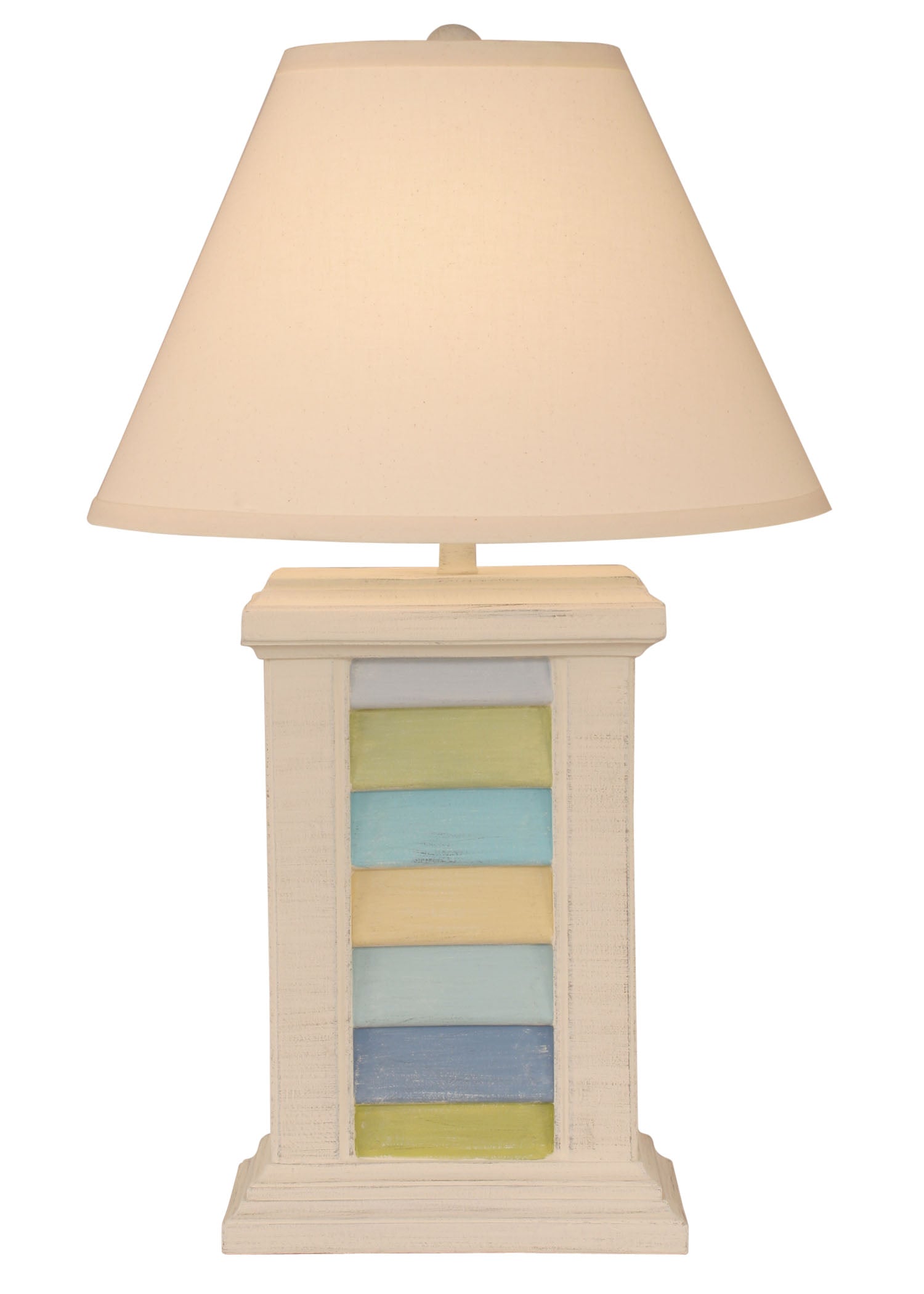 Coast Lamp Manufacturing 30"H Multi Cottage Stripe Rectangle Shutter Table Lamp