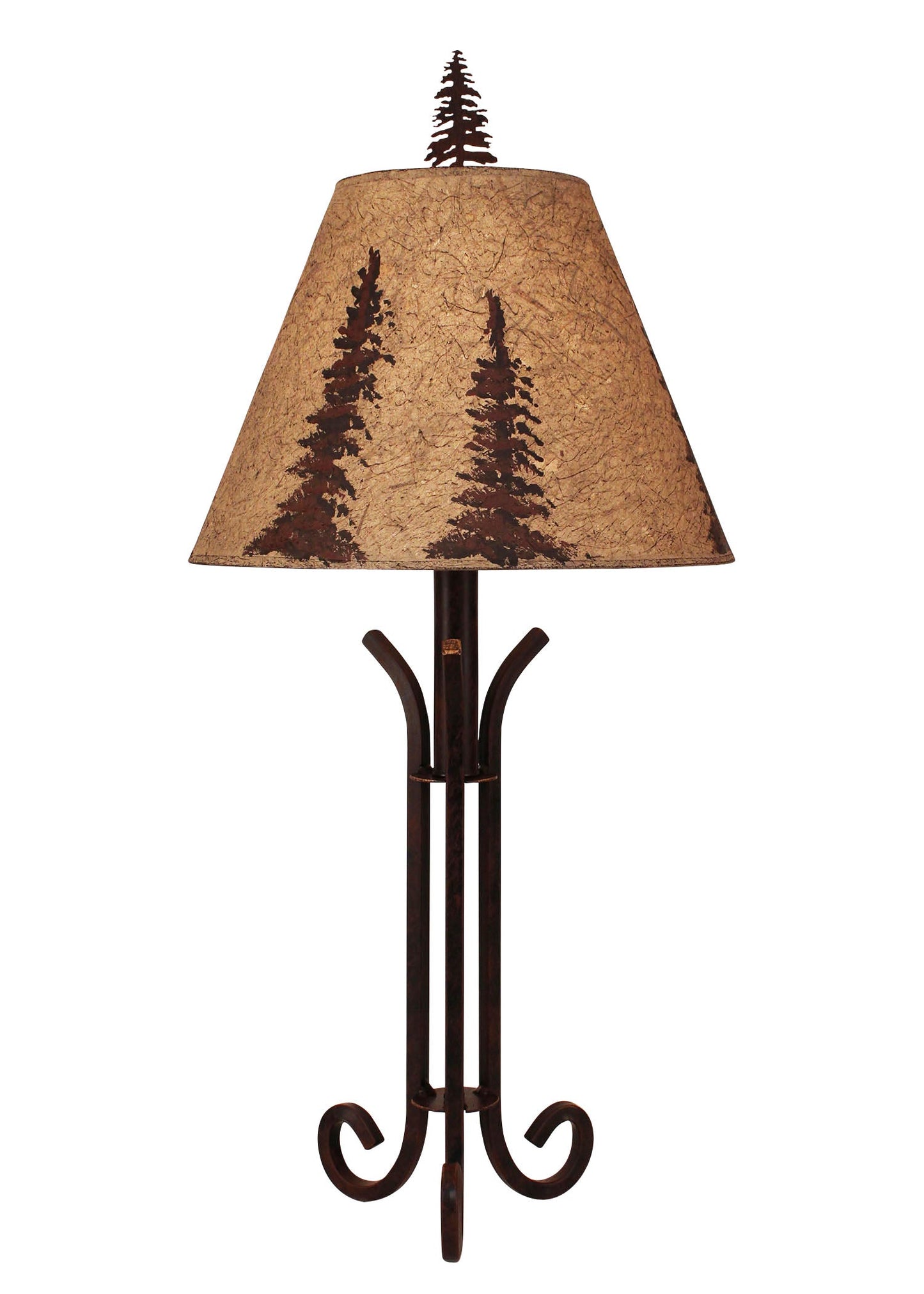 Coast Lamp Manufacturing 30"H Rust Iron Accent Lamp With 3 Legs With Pine Tree Shade
