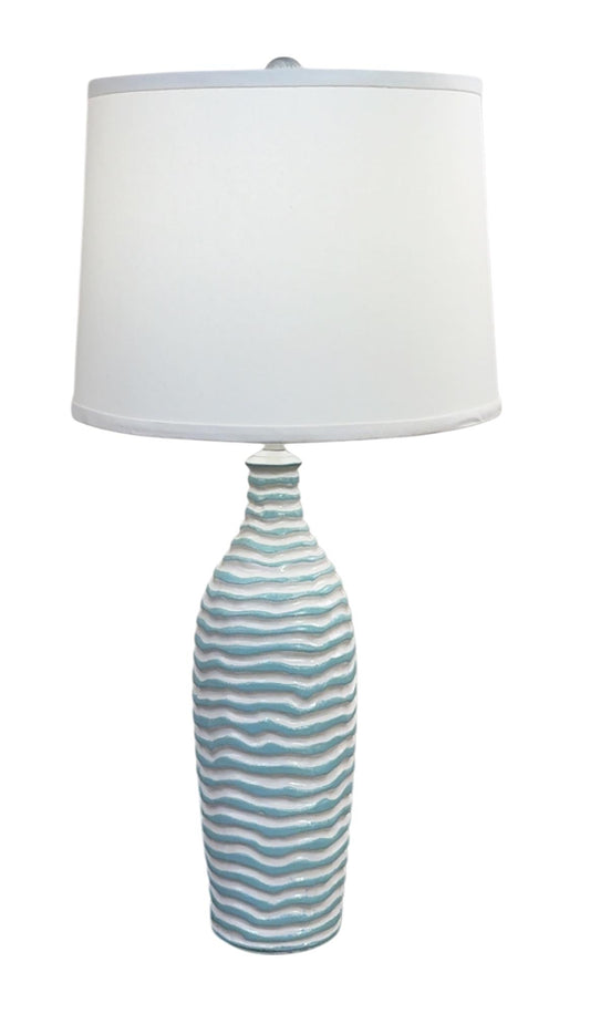 Coast Lamp Manufacturing 31" High Gloss Ivory/Atlantic Grey Tall Wavy Table Lamp