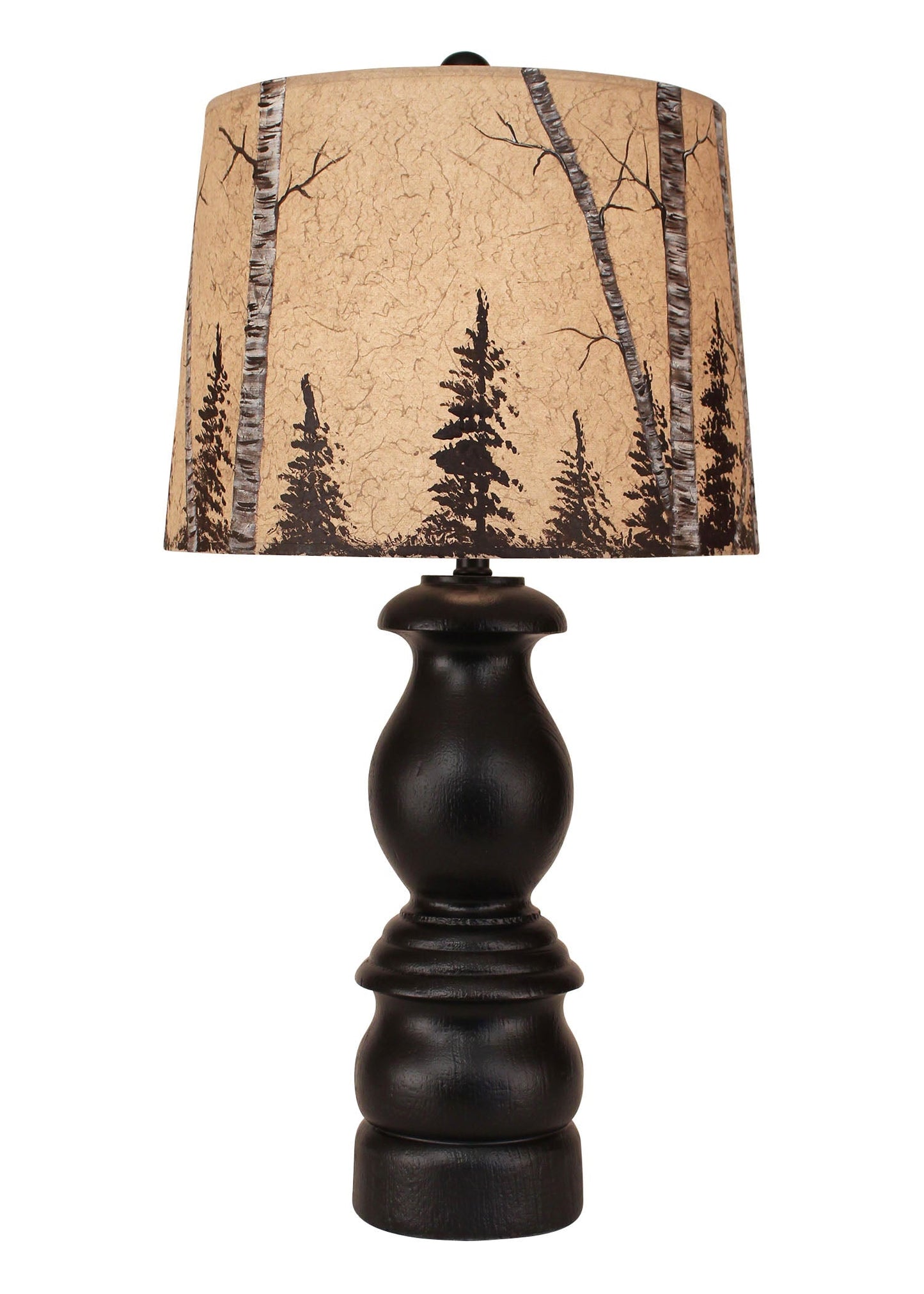 Coast Lamp Manufacturing 31"H Antique Black Small "B" Pot Table Lamp With Birch Tree Shade
