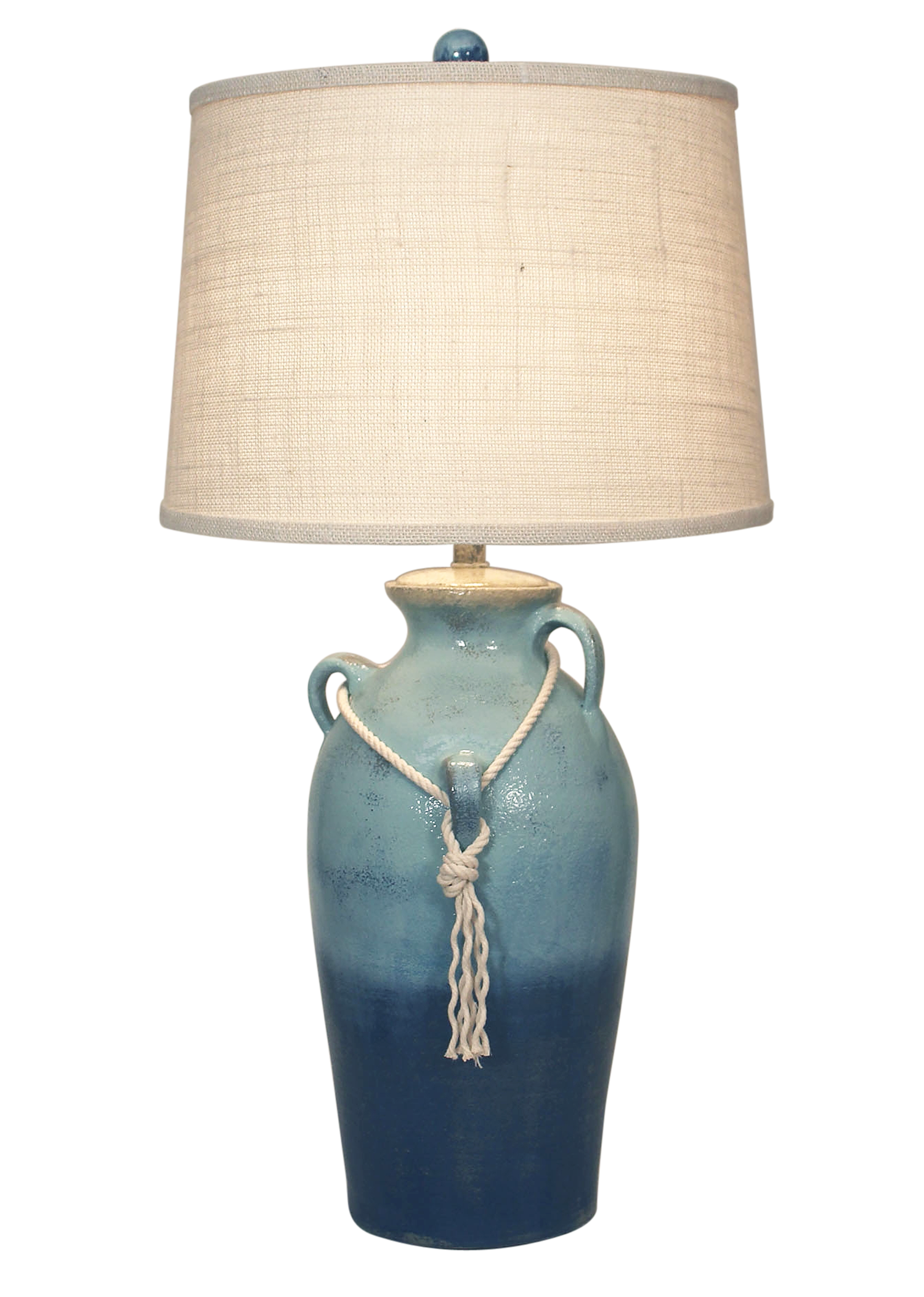 Coast Lamp Manufacturing 31"H Bahama 3-Handle Pot With White Rope Table Lamp
