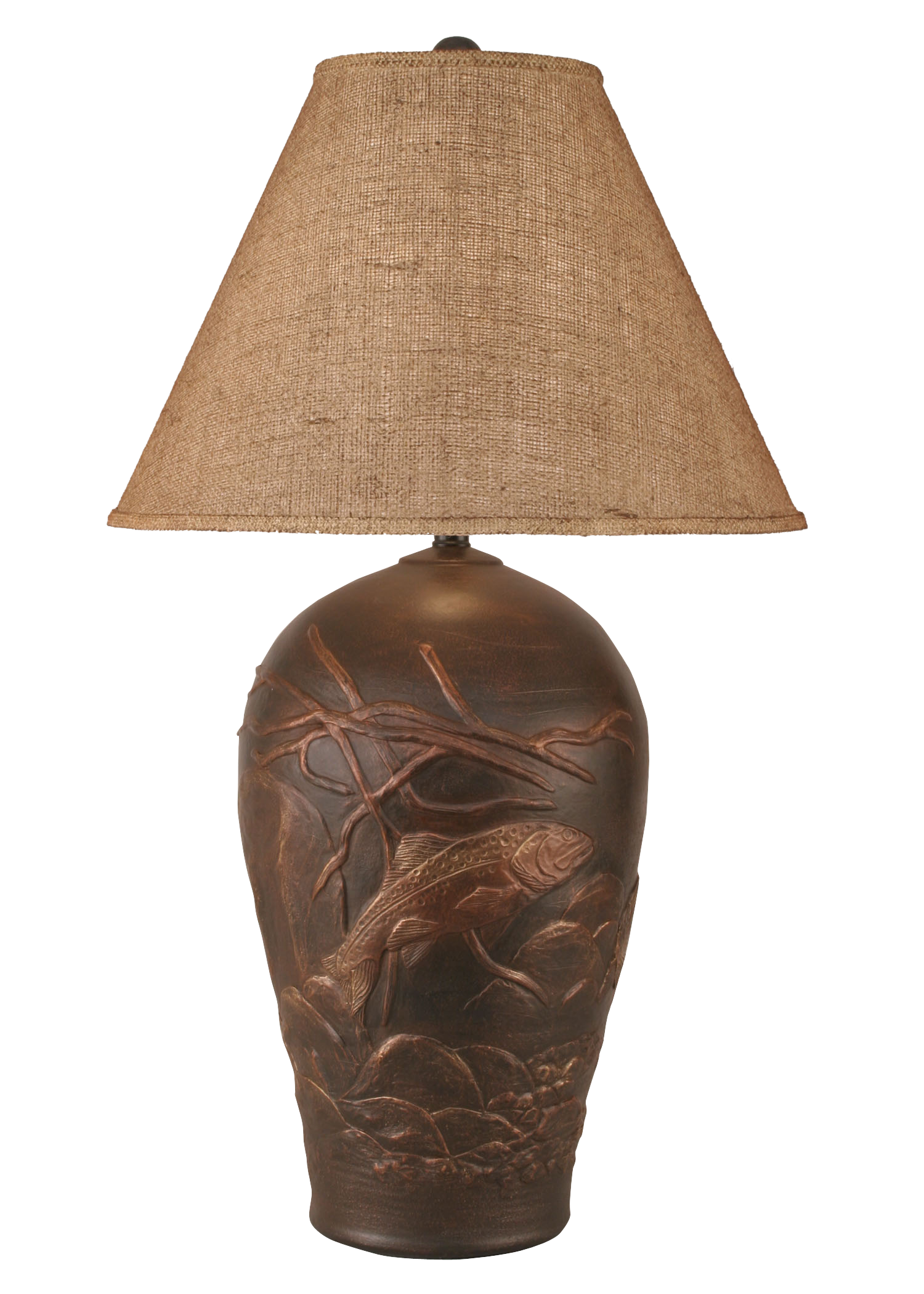 Coast Lamp Manufacturing 31"H Bronze Trout Scene Table Lamp