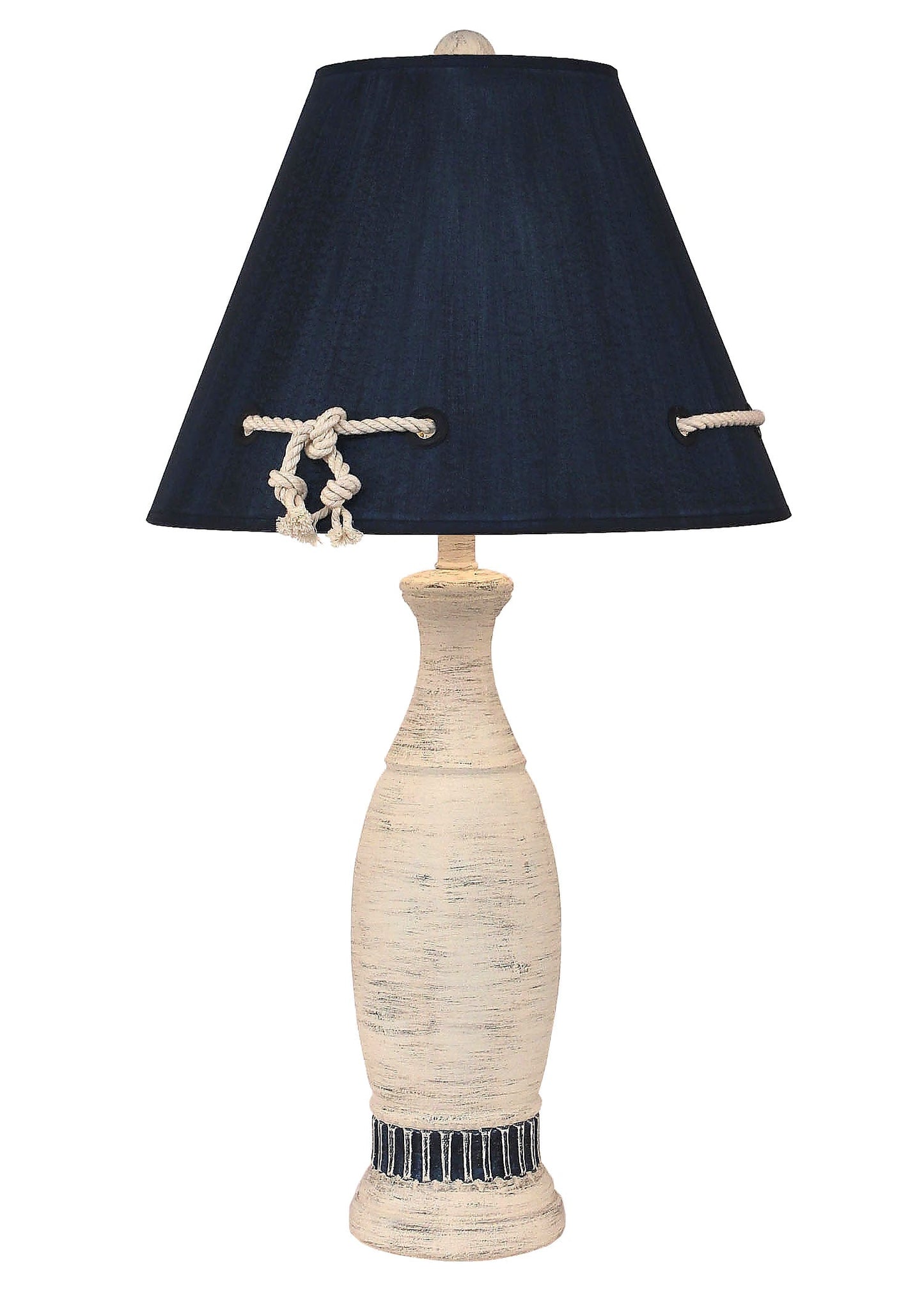 Coast Lamp Manufacturing 31"H Cottage Navy Ribbed Pedestal Table Lamp