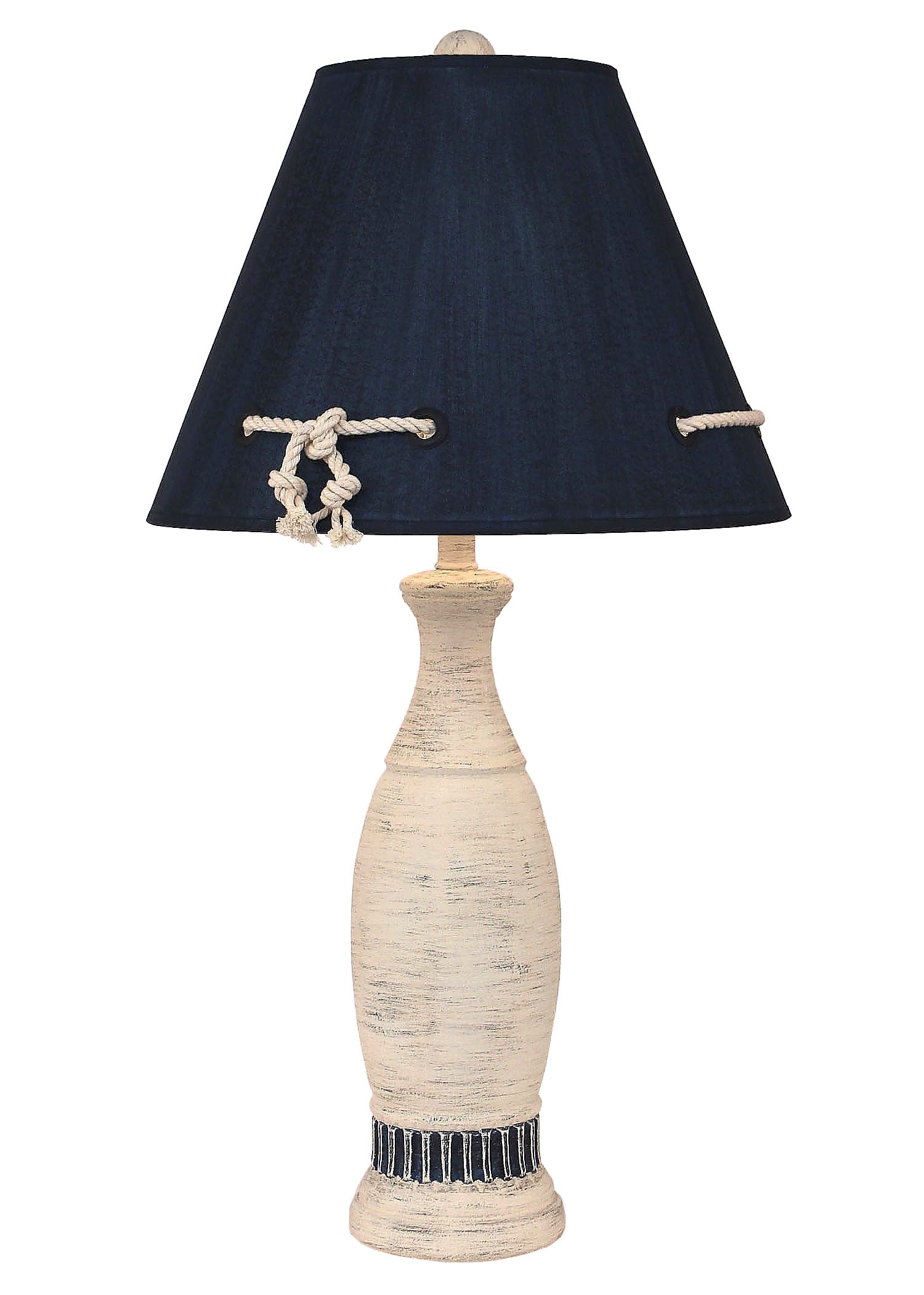 Coast Lamp Manufacturing 31"H Cottage Navy Ribbed Pedestal Table Lamp
