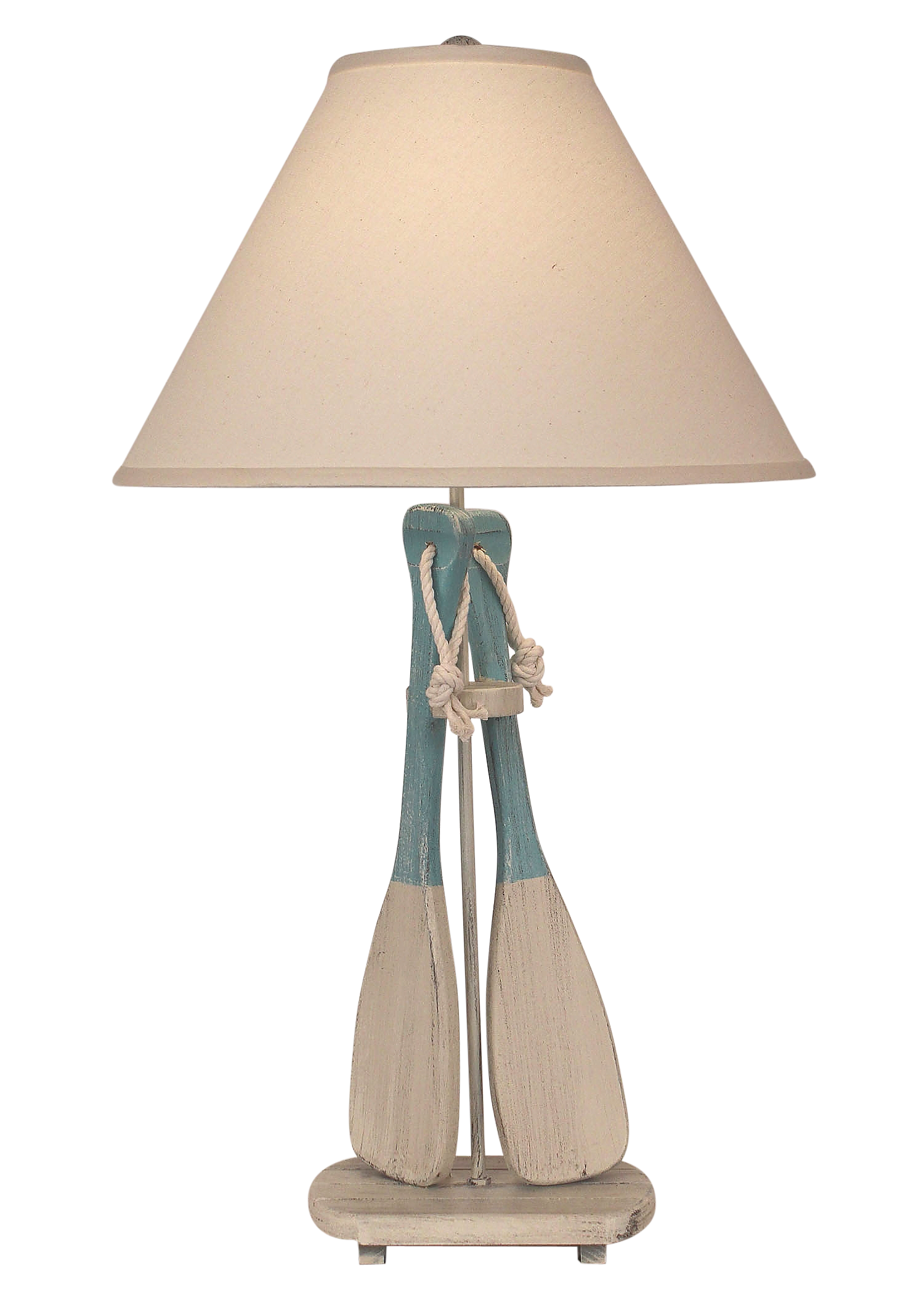 Coast Lamp Manufacturing 31"H Cottage Turquoise Sea 2-Paddles With White Rope Table Lamp