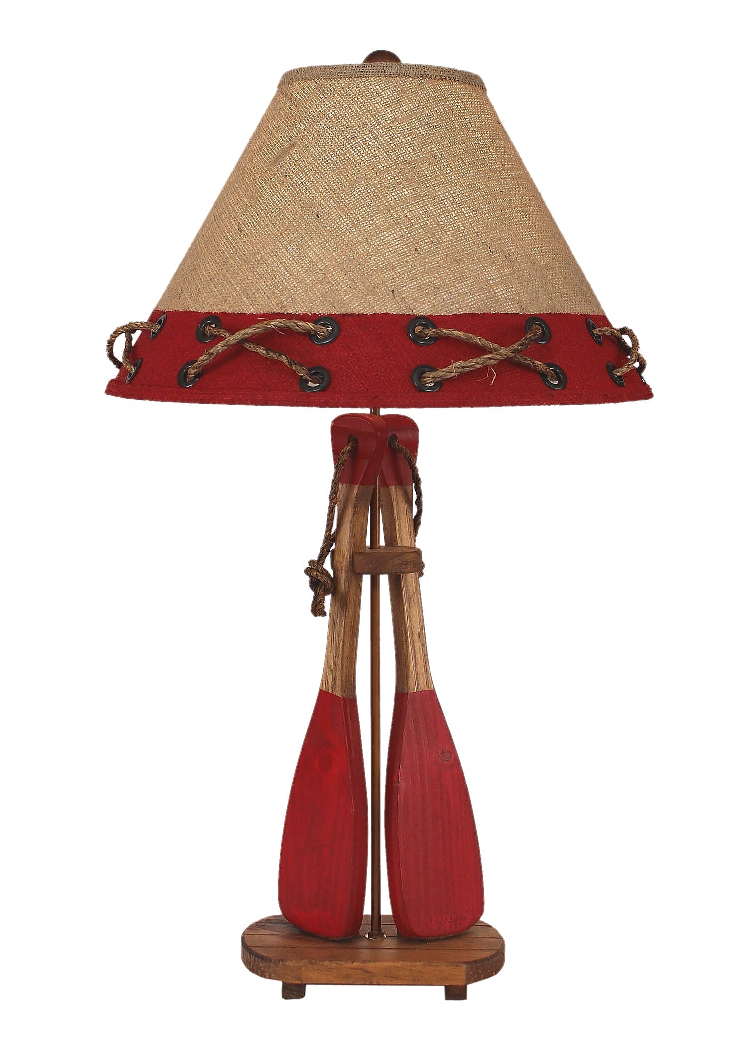 Coast Lamp Manufacturing 31"H Stain Blick Red 2-Paddles With Rope Table Lamp