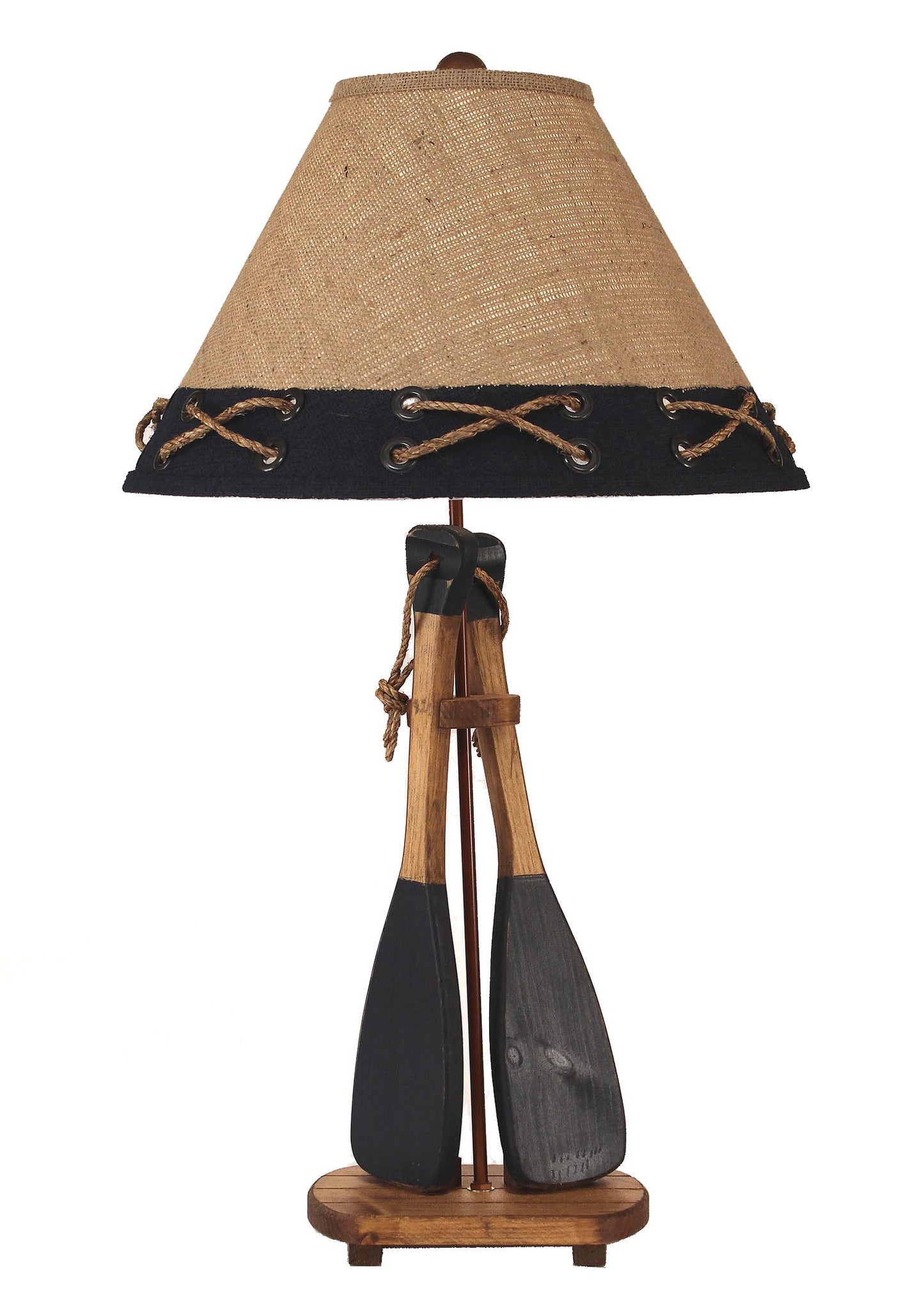 Coast Lamp Manufacturing 31"H Stain Navy 2-Paddles With Rope Table Lamp