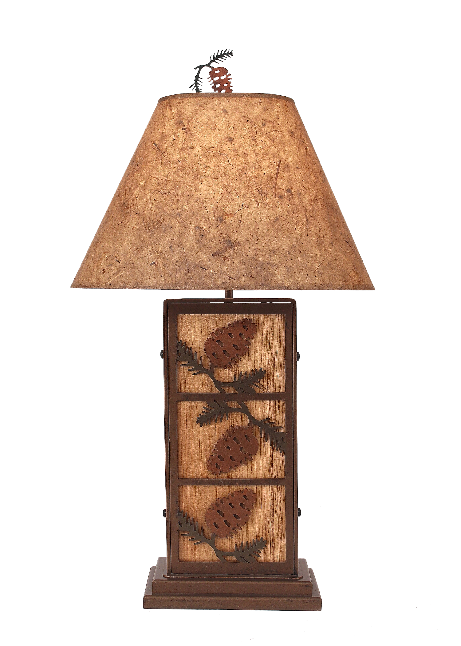 Coast Lamp Manufacturing 32"H 3-Pine Cone Iron Wood Table Lamp