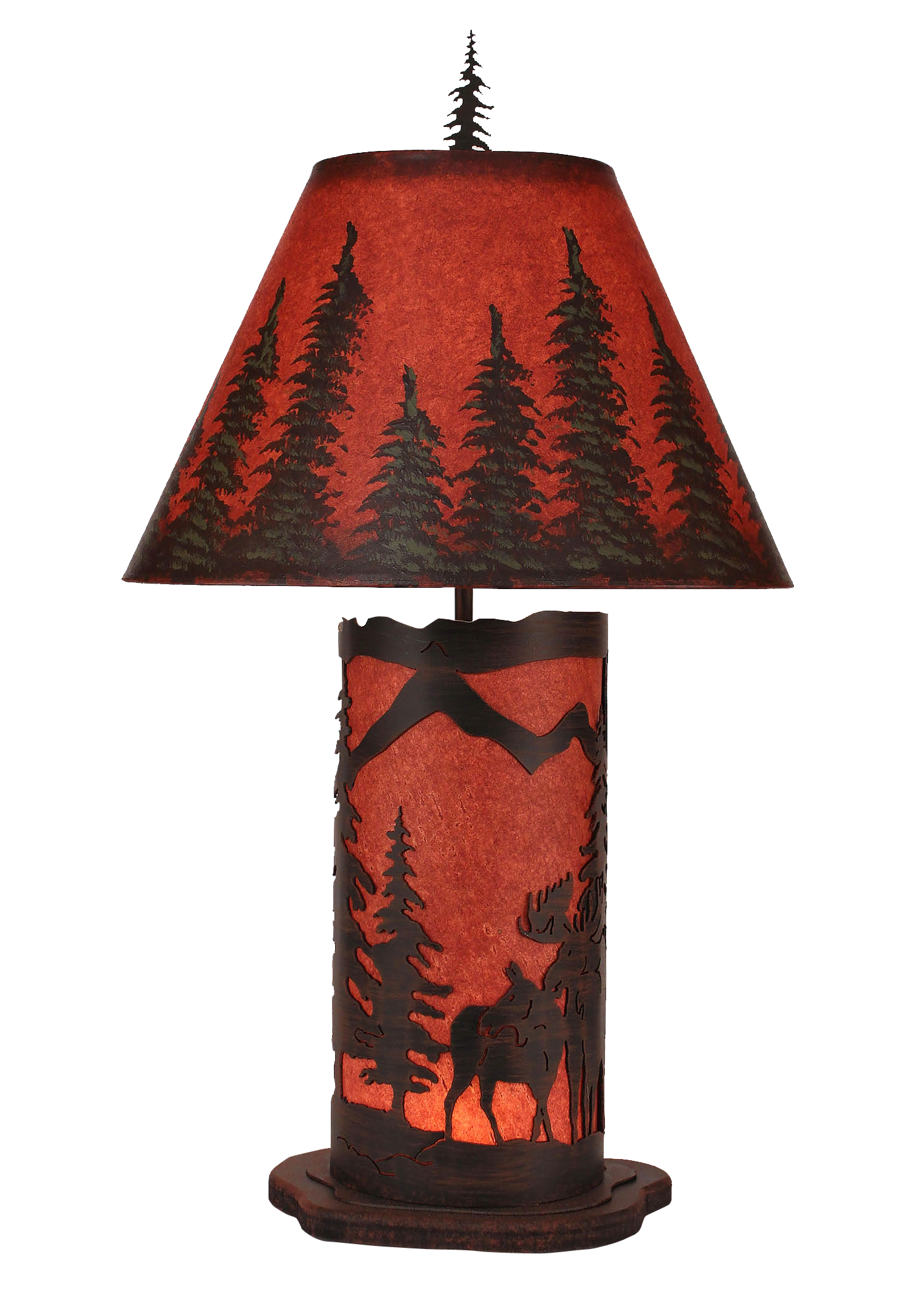 Coast Lamp Manufacturing 32"H Burnt Sienna Small Moose Scene Table Lamp With Night Light