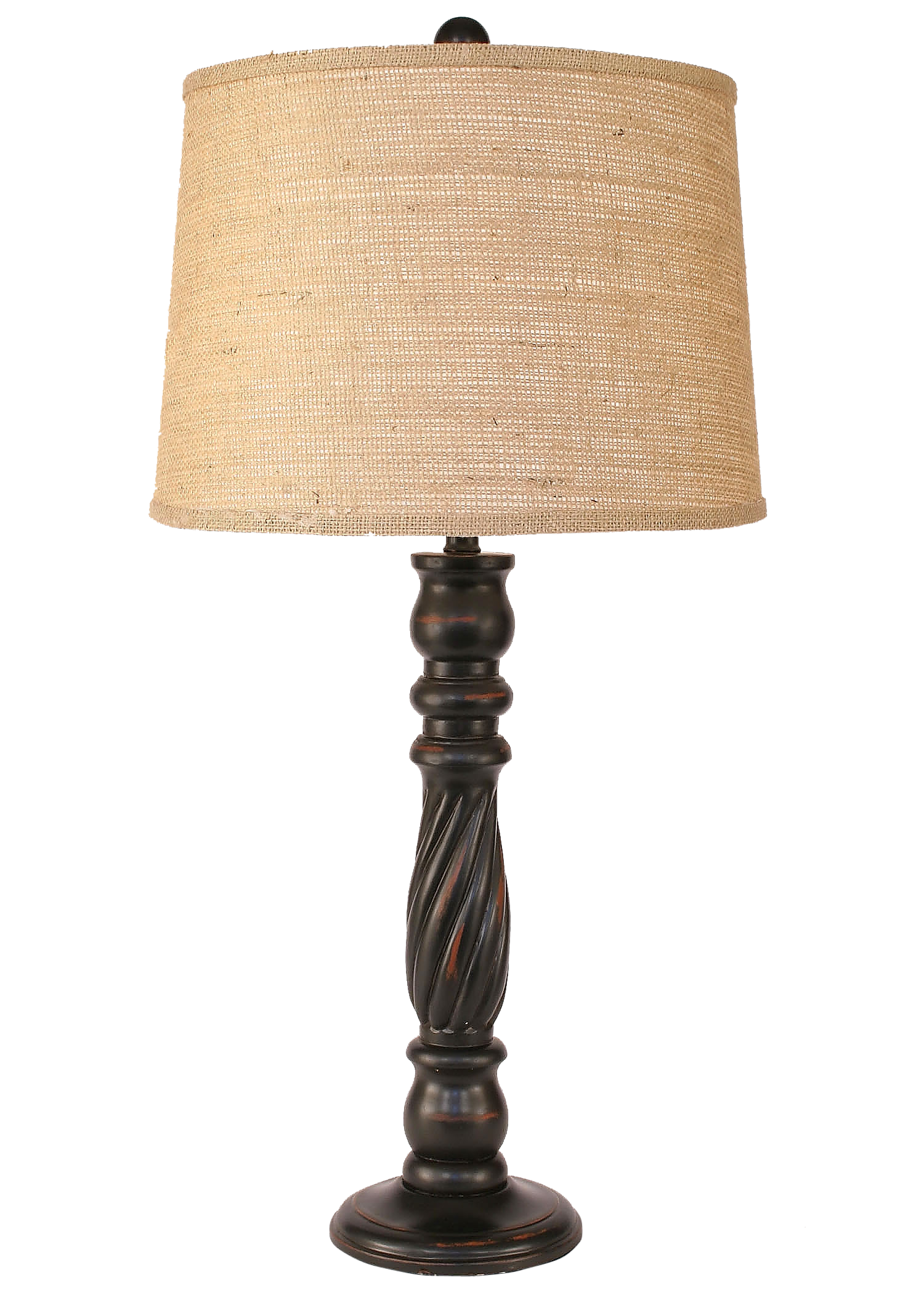Coast Lamp Manufacturing 32"H Distressed Black Swirl Table Lamp With Brown Burlap Shade