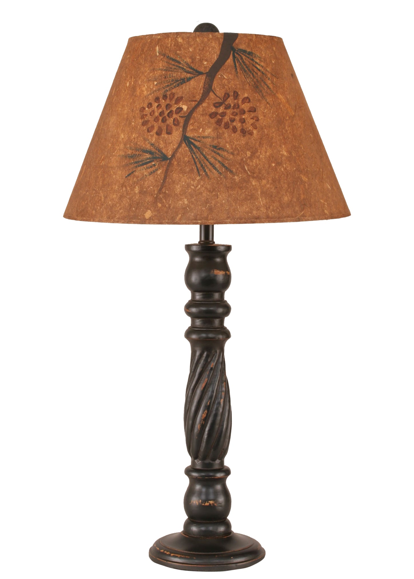 Coast Lamp Manufacturing 32"H Distressed Black Swirl Table Lamp With Pine Branch Shade