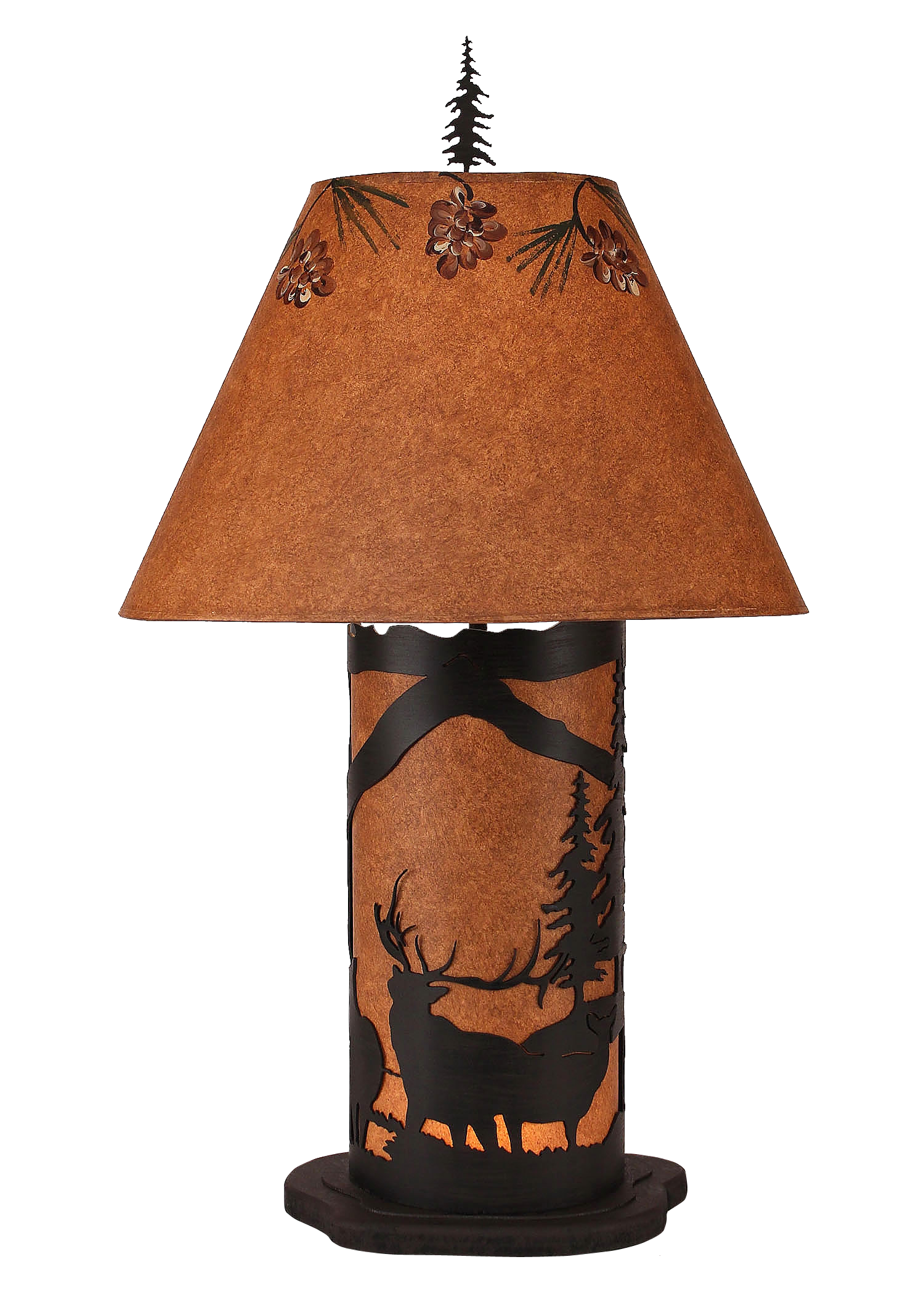 Coast Lamp Manufacturing 32"H Kodiak Small Elk Scene Table Lamp With Night Light