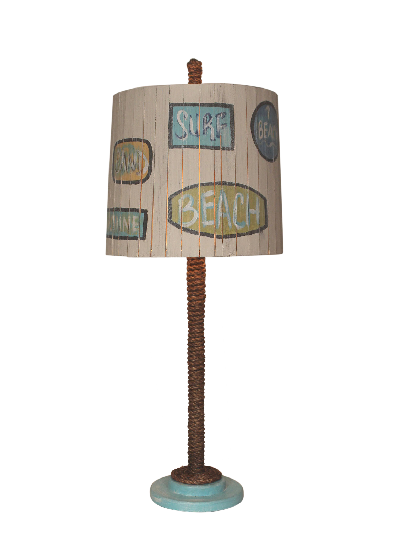 Coast Lamp Manufacturing 32"H Manila Rope Table Lamp With Painted Base & Fun Sign Shade