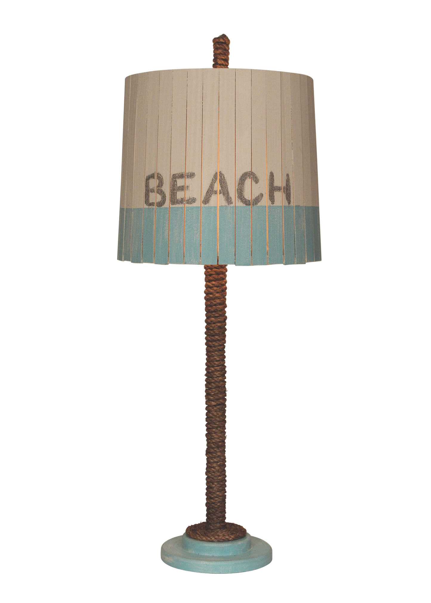 Coast Lamp Manufacturing 32"H Manila Rope Table Lamp With White Painted Base & "Beach" Shade