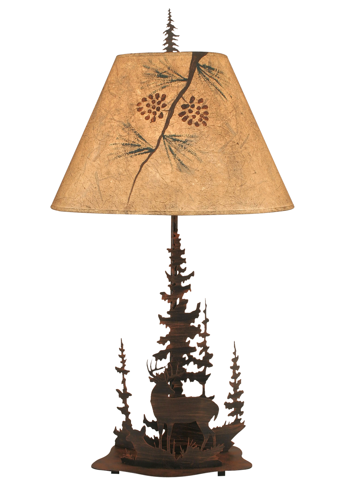 Coast Lamp Manufacturing 33"H Burnt Sienna Feather Tree & Deer Table Lamp