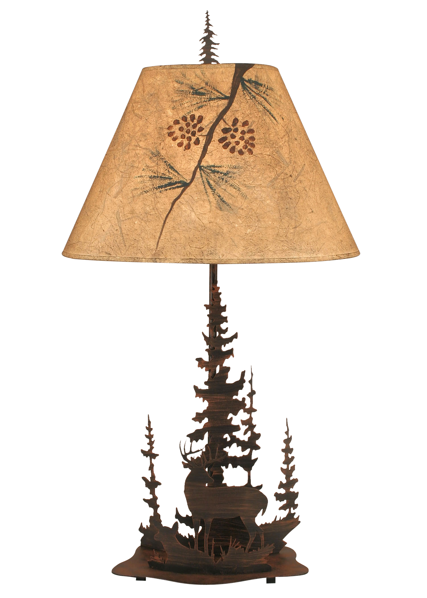 Coast Lamp Manufacturing 33"H Burnt Sienna Feather Tree & Deer Table Lamp
