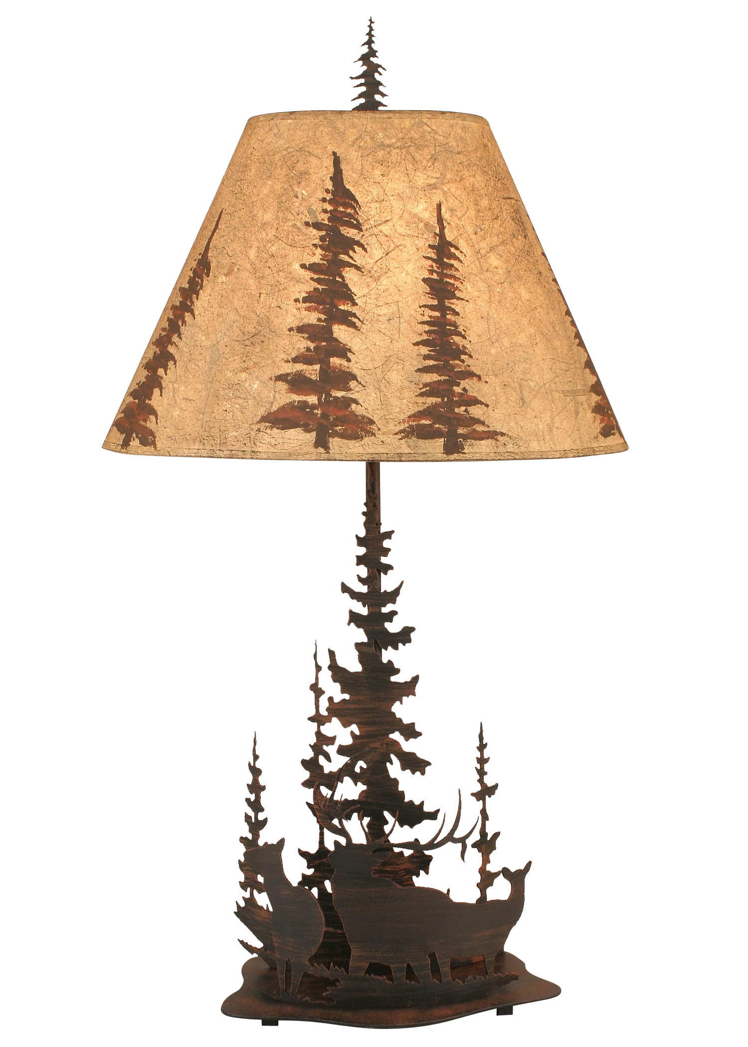Coast Lamp Manufacturing 33"H Burnt Sienna Feather Tree & Elk Table Lamp
