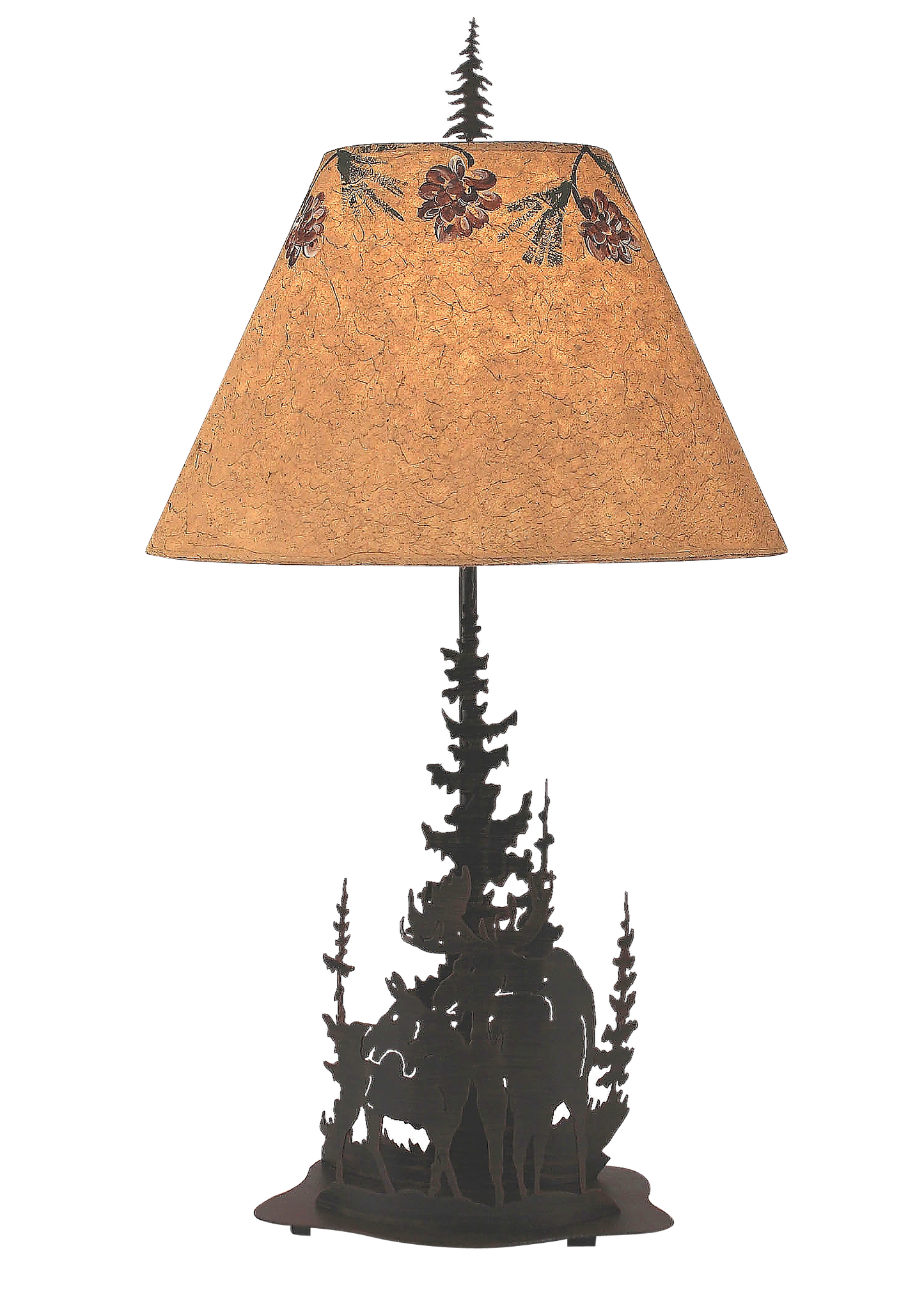 Coast Lamp Manufacturing 33"H Burnt Sienna Feather Tree & Moose Scene Table Lamp