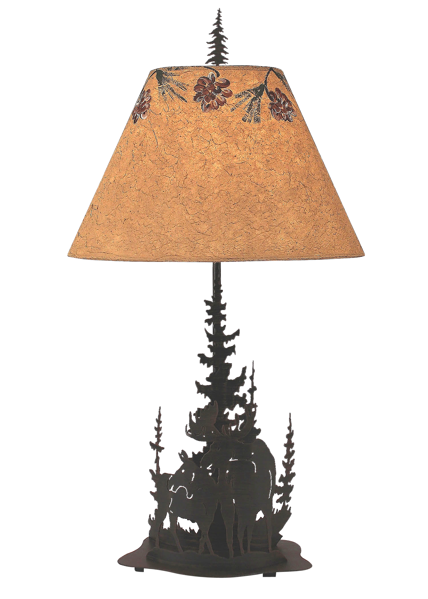 Coast Lamp Manufacturing 33"H Burnt Sienna Feather Tree & Moose Scene Table Lamp