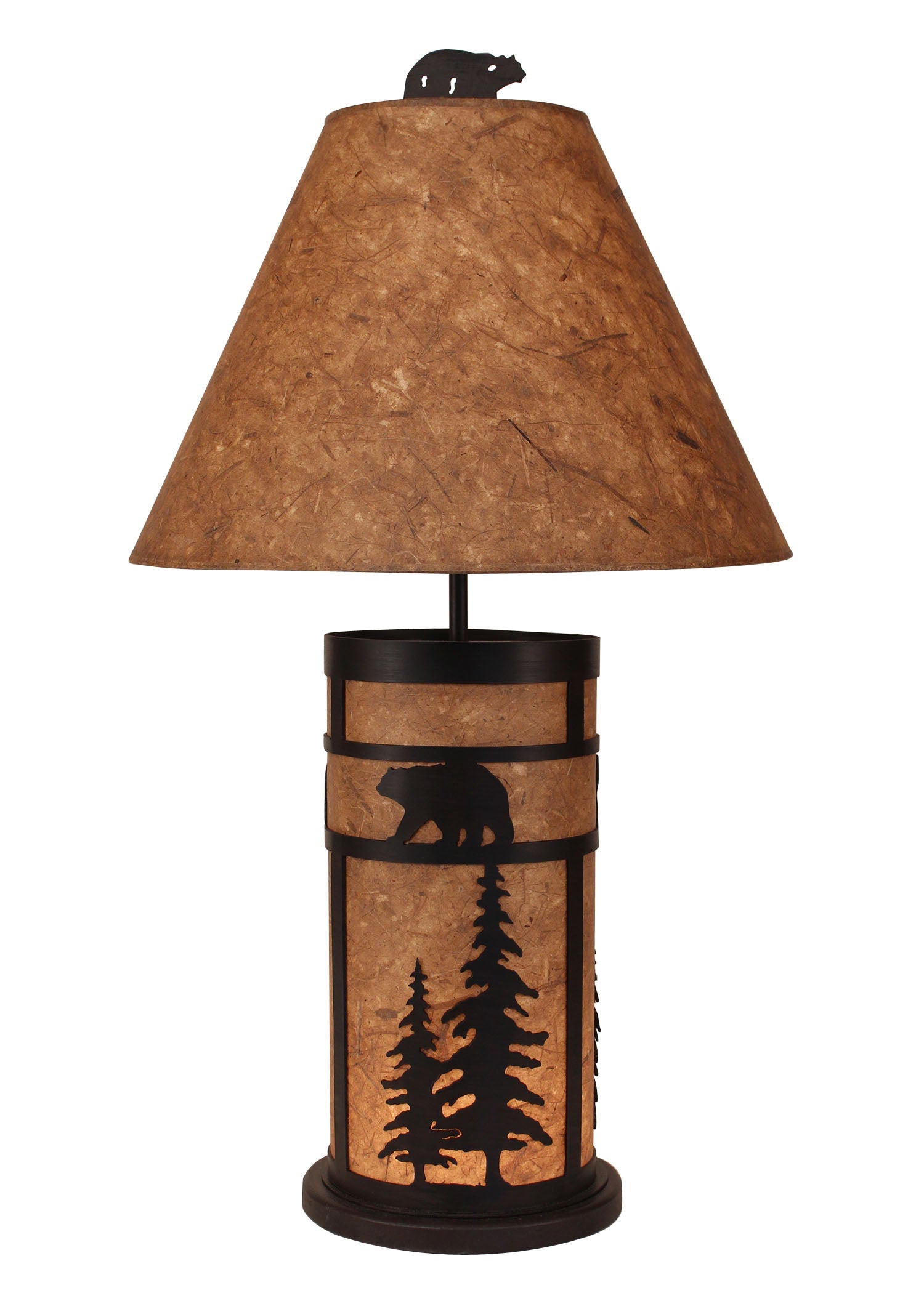 Coast Lamp Manufacturing 33"H Kodiak Bear And Feather Tree Mission Style Table Lamp With Night Light