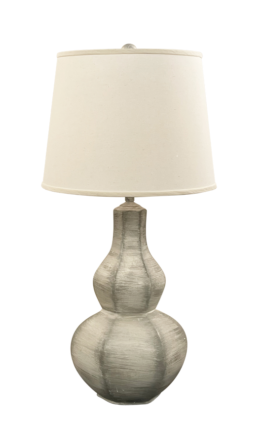 Coast Lamp Manufacturing 33"H Nude & Gray Streak Large 6 Sided Tear Drop Table Lamp