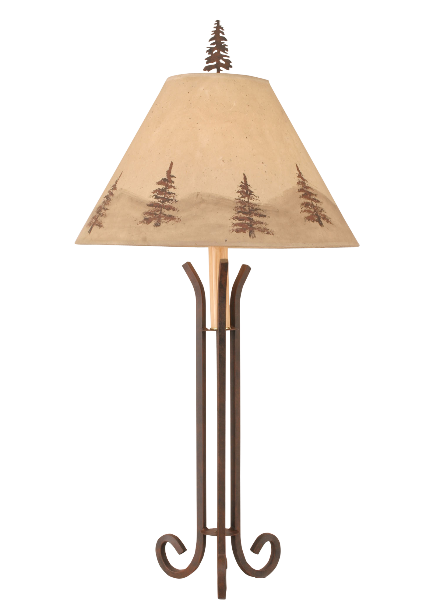 Coast Lamp Manufacturing 33"H Rust Iron Accent Lamp With 3 Legs With Pine Tree Shade