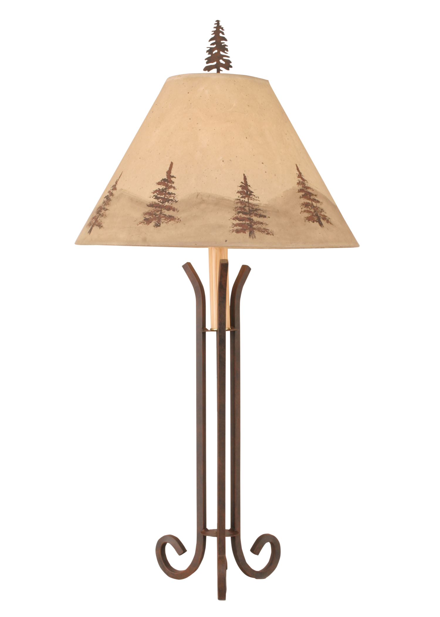 Coast Lamp Manufacturing 33"H Rust Iron Accent Lamp With 3 Legs With Pine Tree Shade