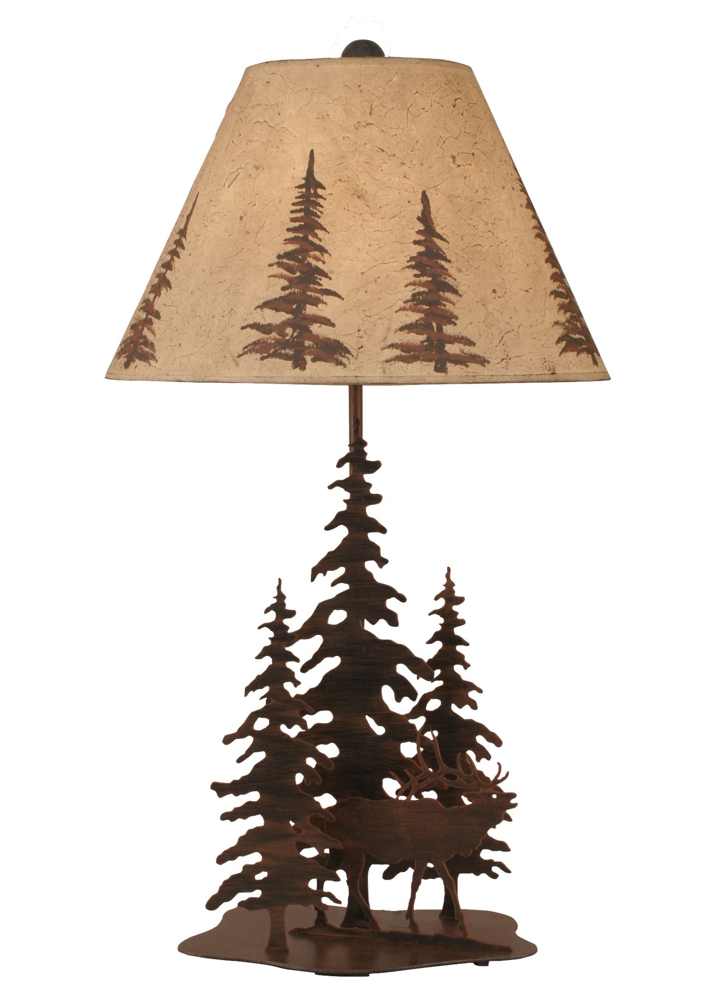Coast Lamp Manufacturing 33"H Rust Streaked 3 Trees And Elk Table Lamp