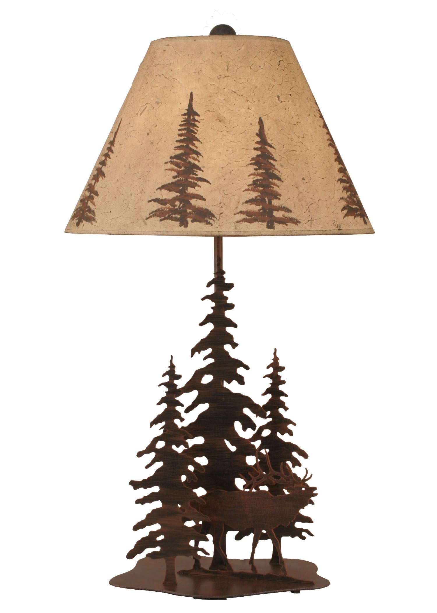 Coast Lamp Manufacturing 33"H Rust Streaked 3 Trees And Elk Table Lamp