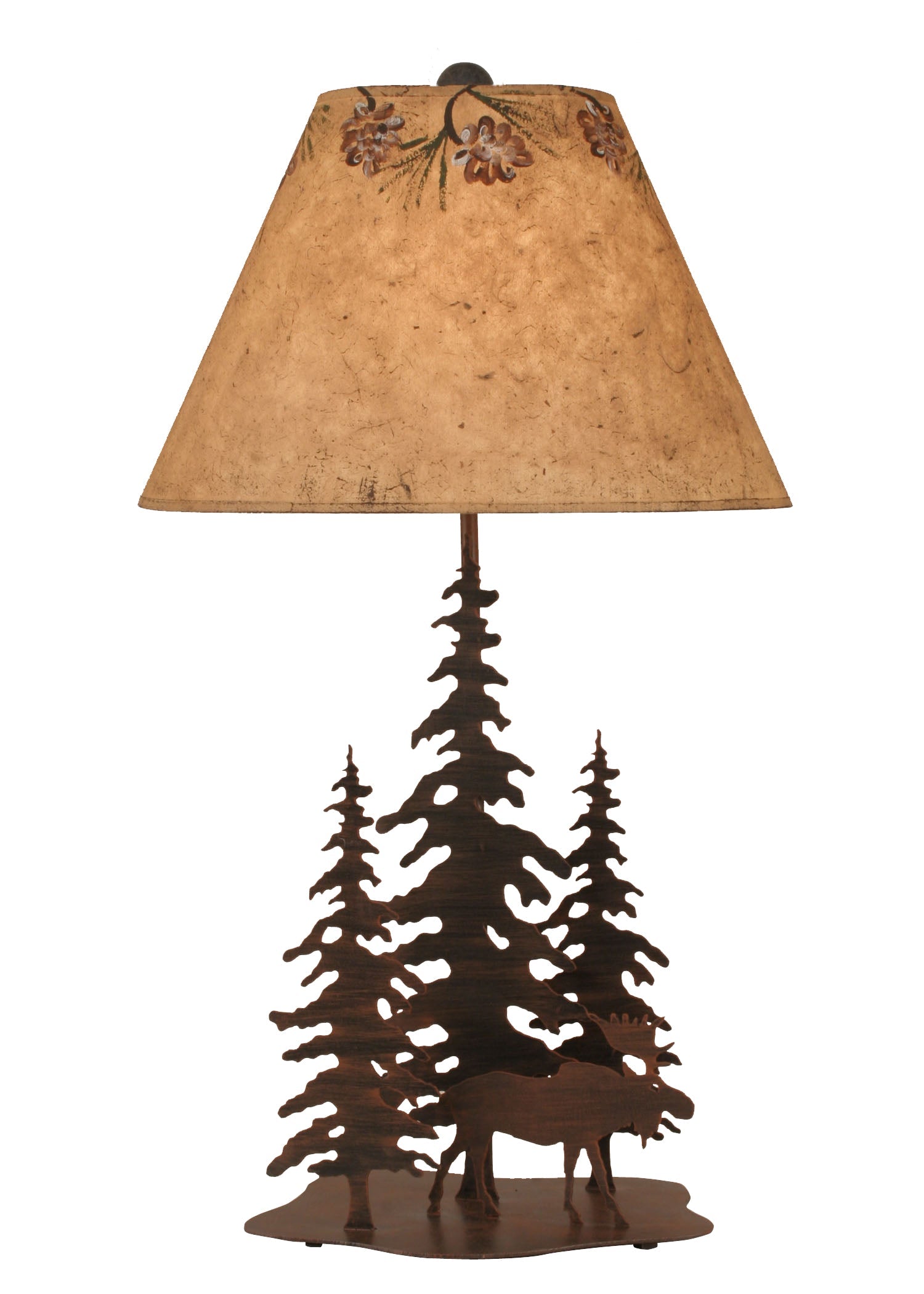 Coast Lamp Manufacturing 33"H Rust Streaked 3 Trees And Moose Table Lamp