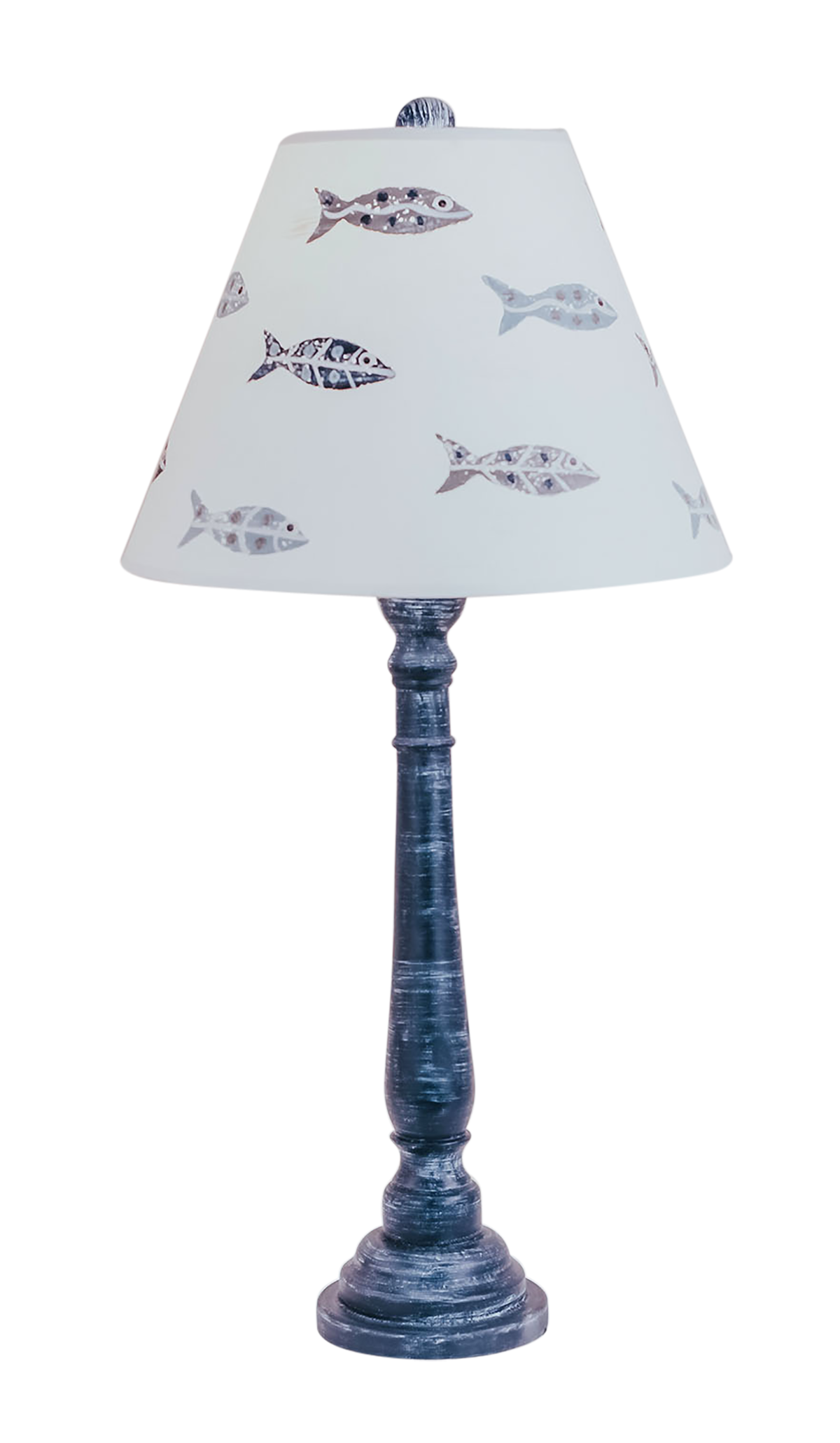 Coast Lamp Manufacturing 33"H Weathered Navy Round Buffet Lamp With Nautical School Of Fish Shade