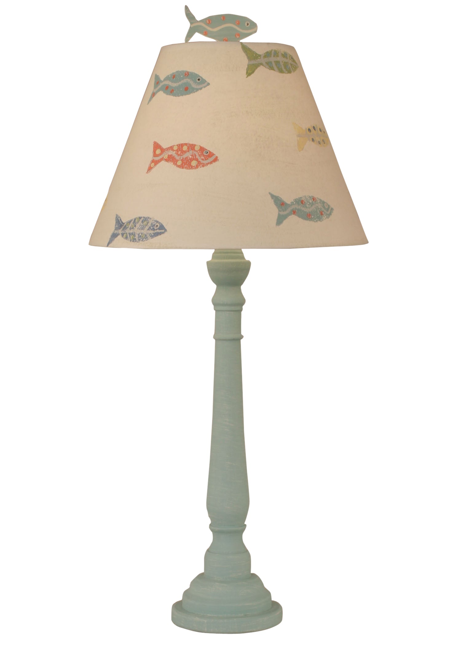 Coast Lamp Manufacturing 33"H Weathered Shaded Round Buffet Table Lamp With School Of Fish Shade
