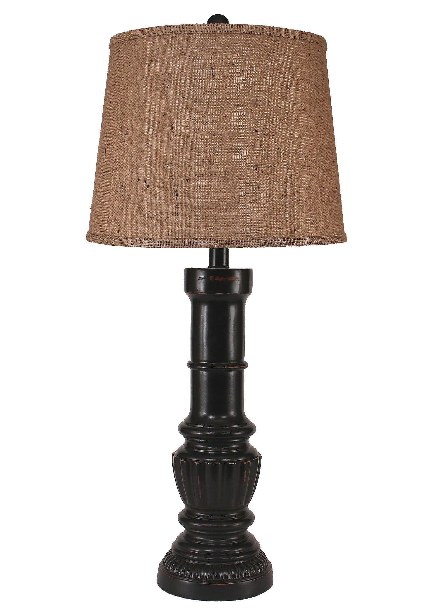 Coast Lamp Manufacturing 34"H Distressed Black Ribbed Pedestal Table Lamp